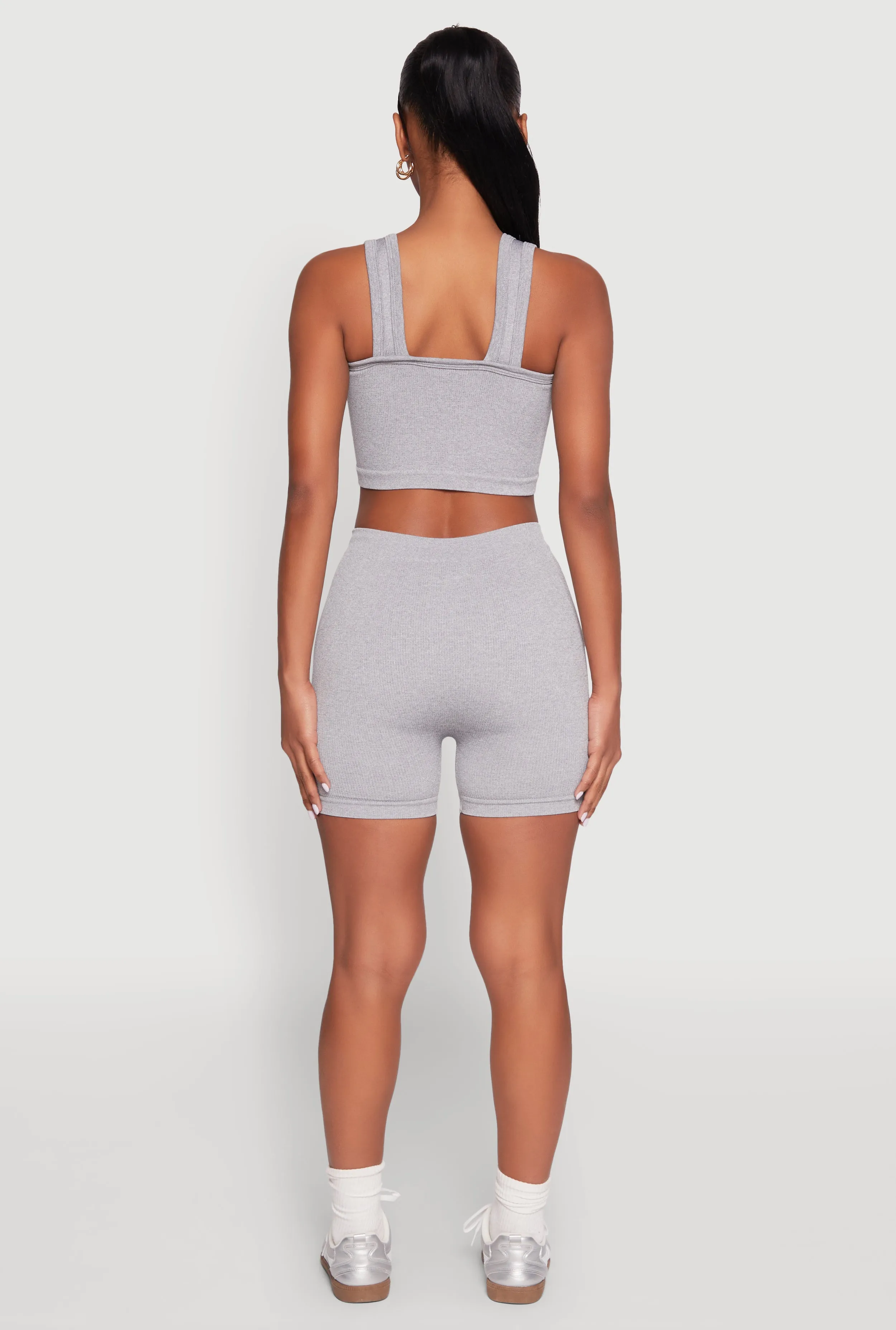 Seamless V Neck Cropped Tank Top and Shorts sold by Rainbow product image thumbnail 5