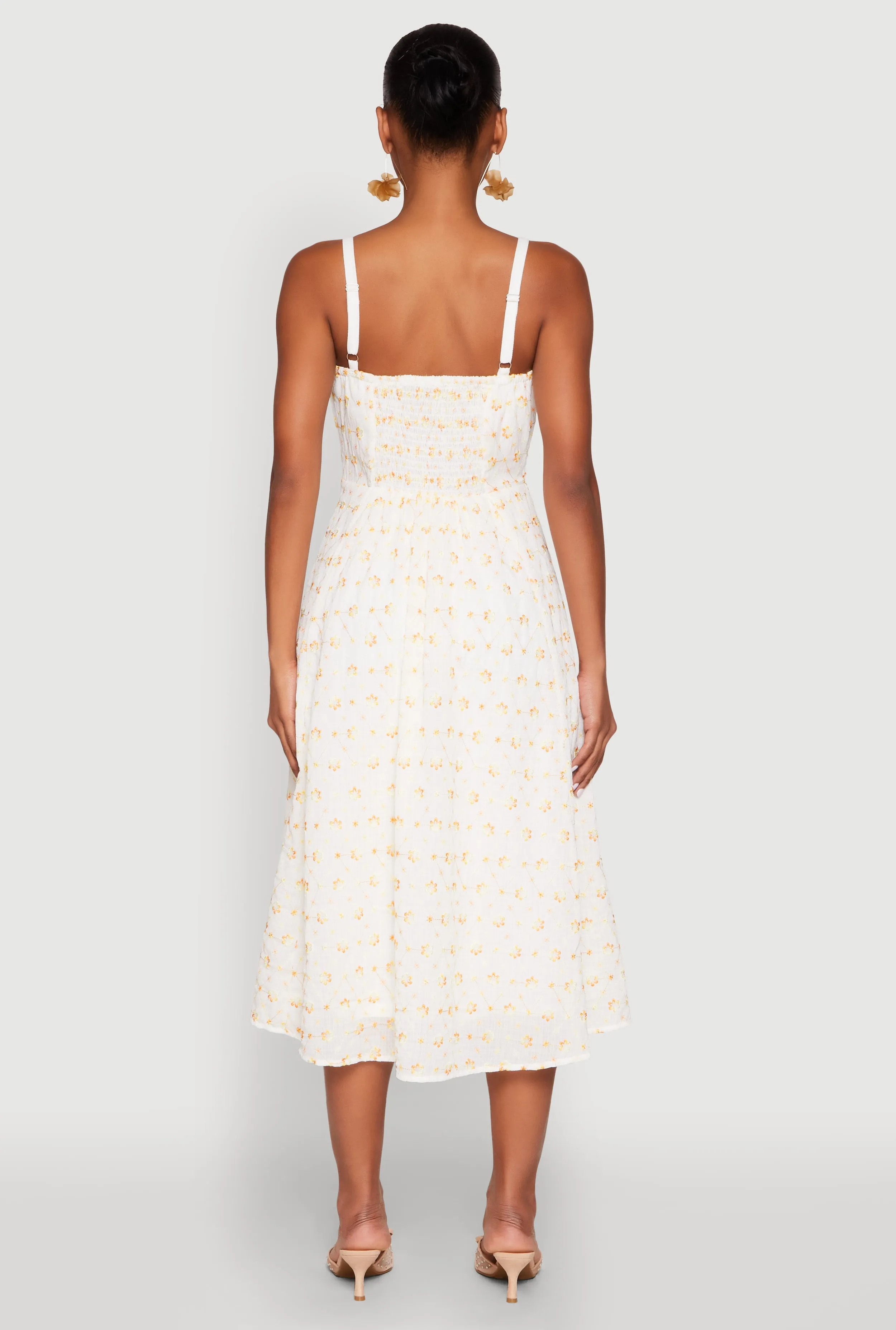 Floral Print Smocked Bustier Midi Dress sold by Rainbow product image thumbnail 5