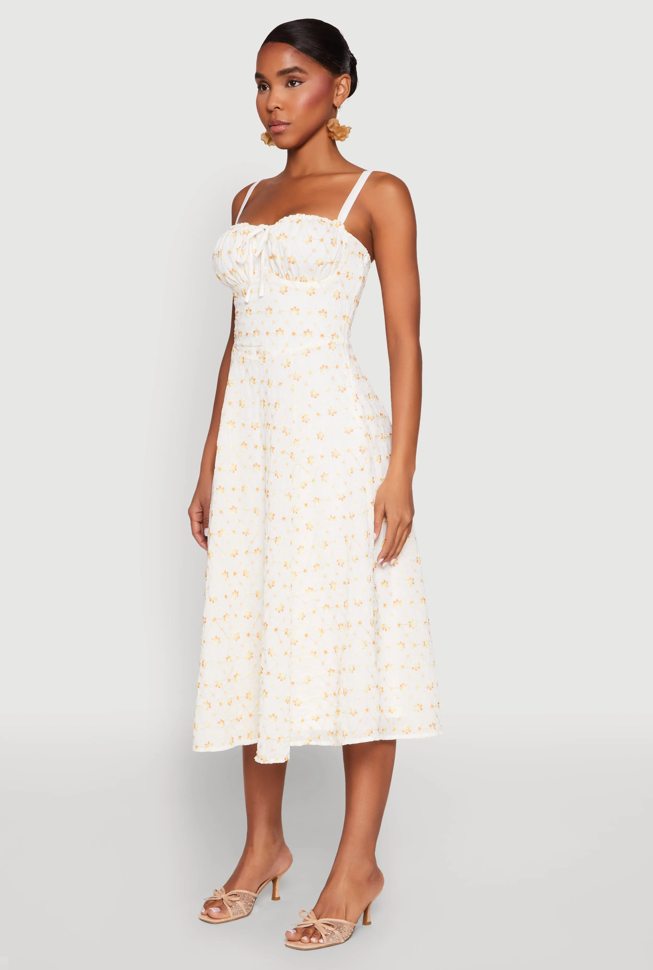 Floral Print Smocked Bustier Midi Dress sold by Rainbow product image thumbnail 3