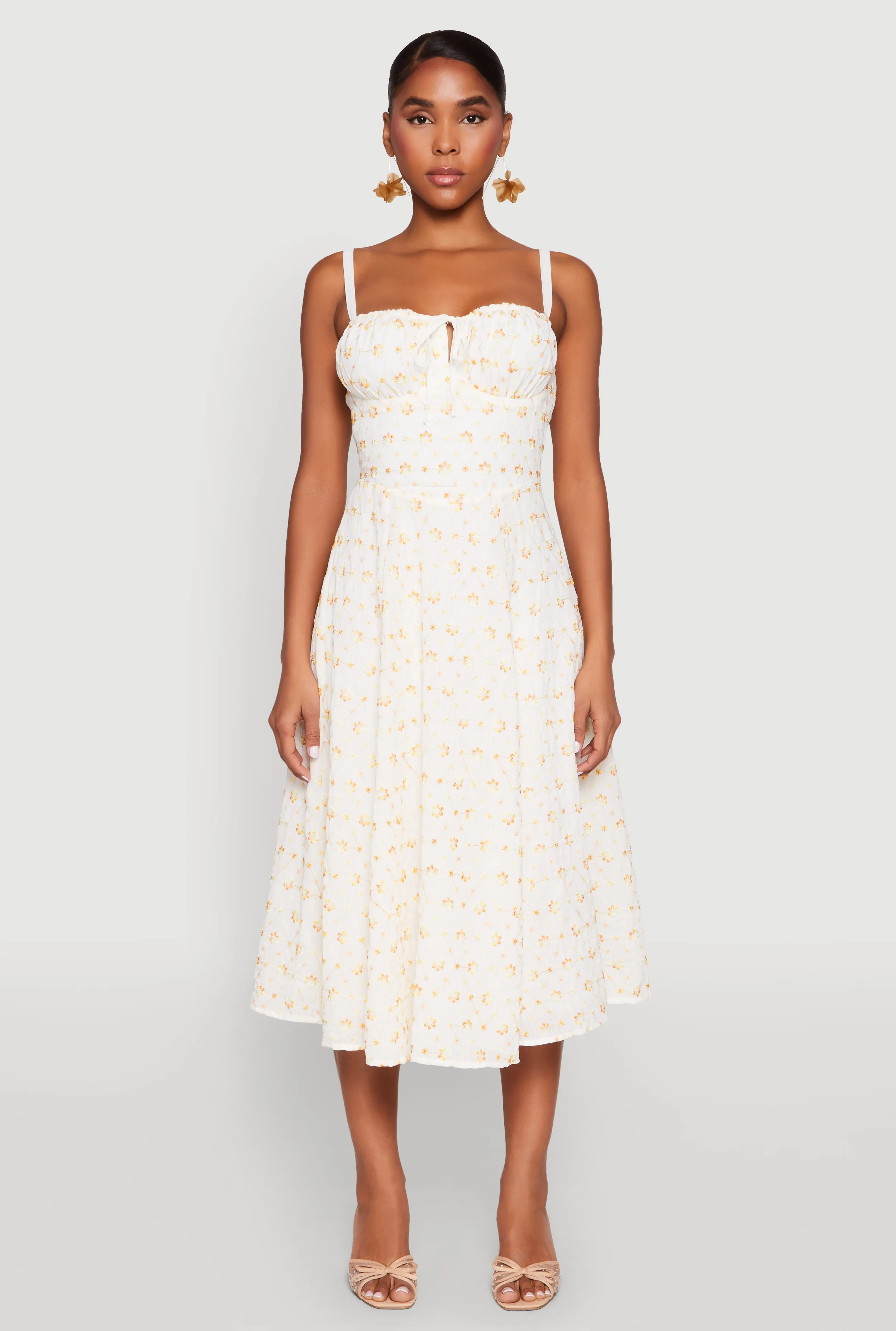 Floral Print Smocked Bustier Midi Dress sold by Rainbow product image thumbnail 2