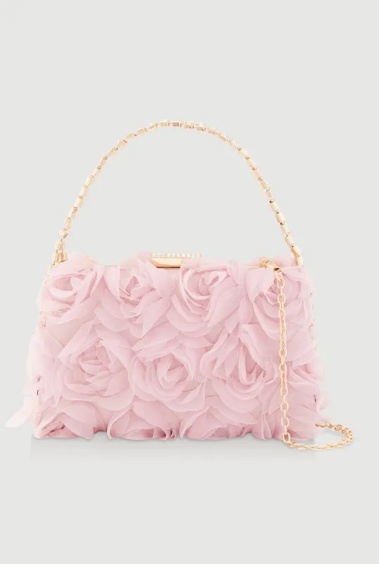 Tulle Rose Convertible Crossbody Handbag sold by Rainbow