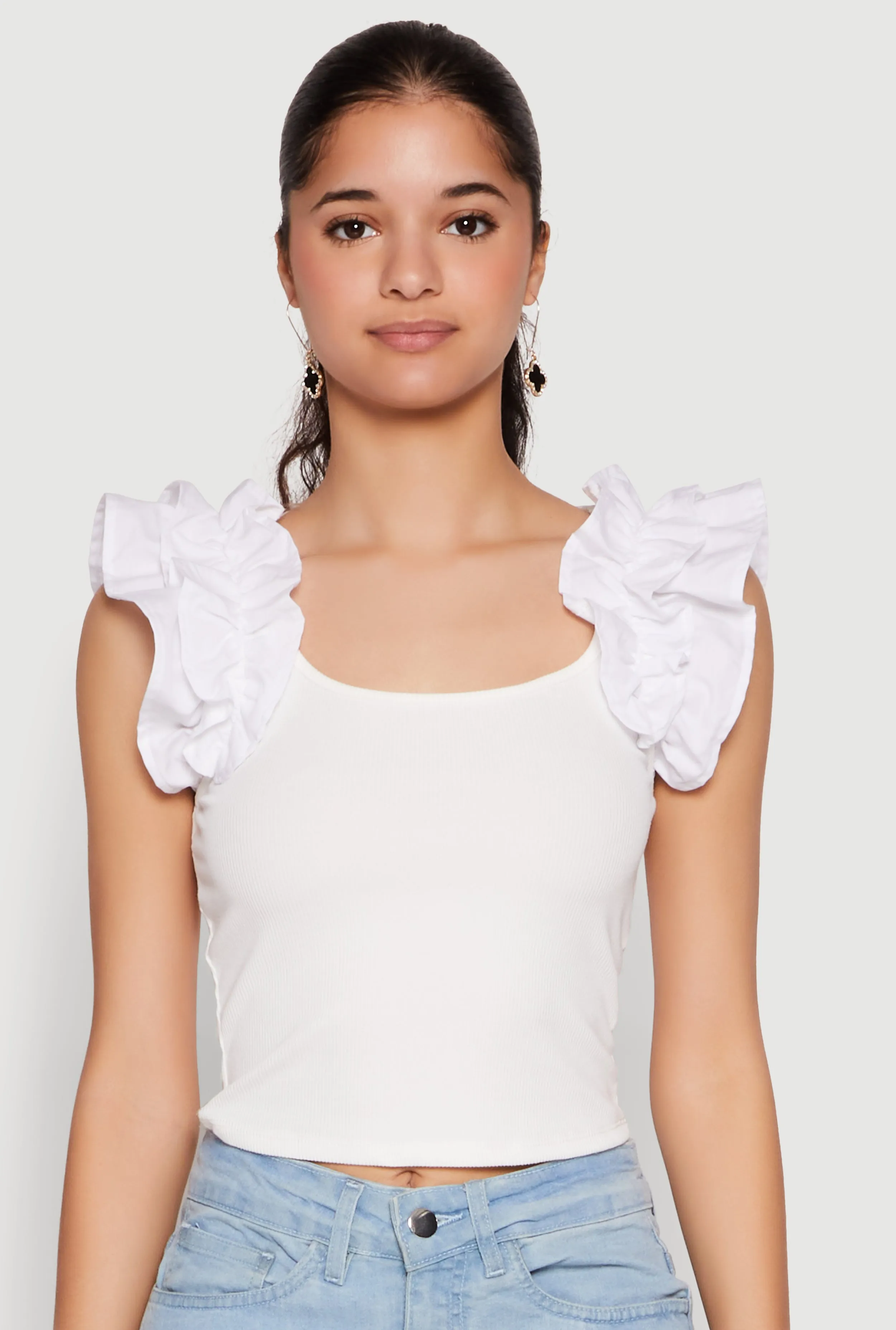 Iris Ruffle Trim Scoop Neck Crop Top sold by Rainbow product image thumbnail 2
