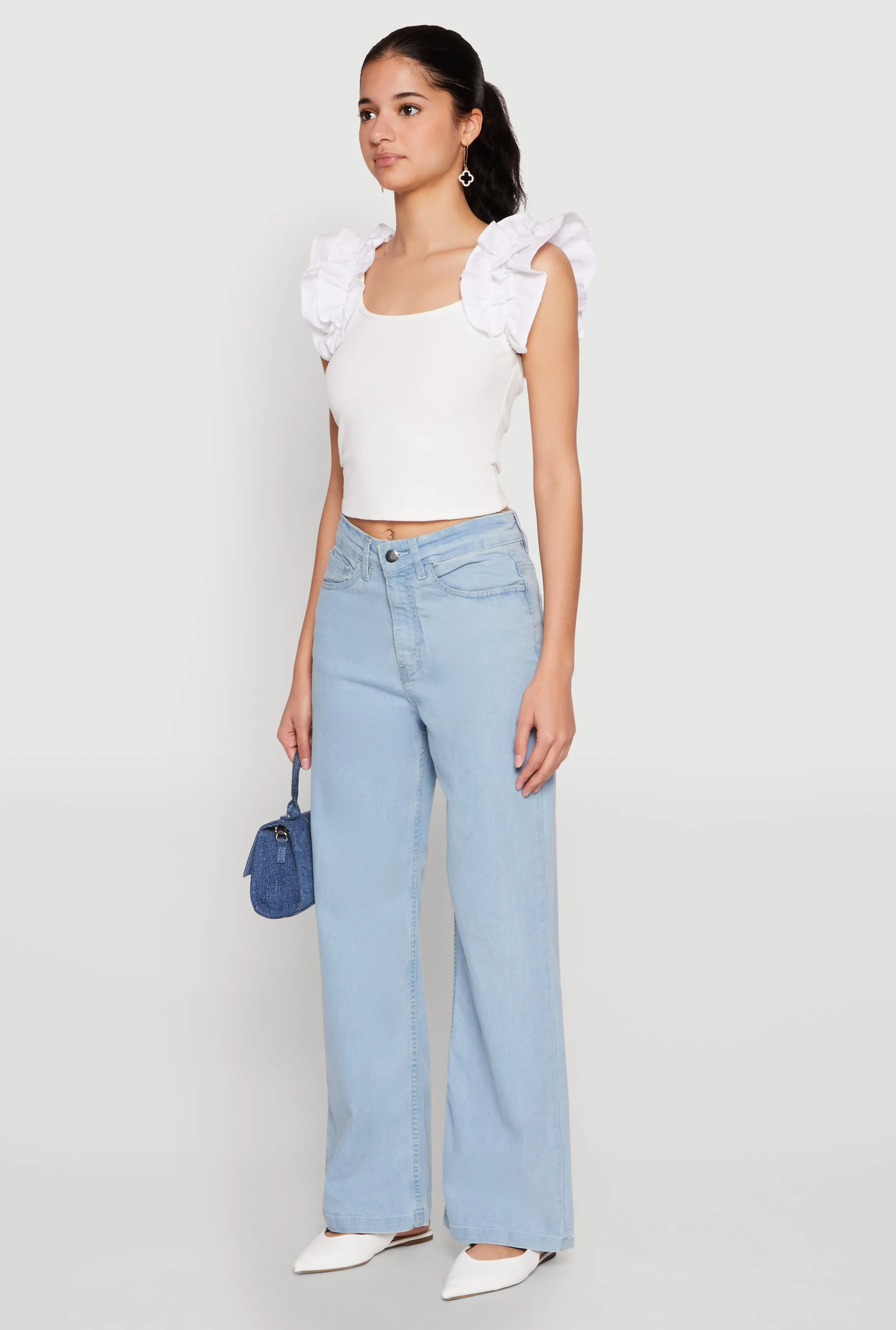 Iris Ruffle Trim Scoop Neck Crop Top sold by Rainbow product image thumbnail 5