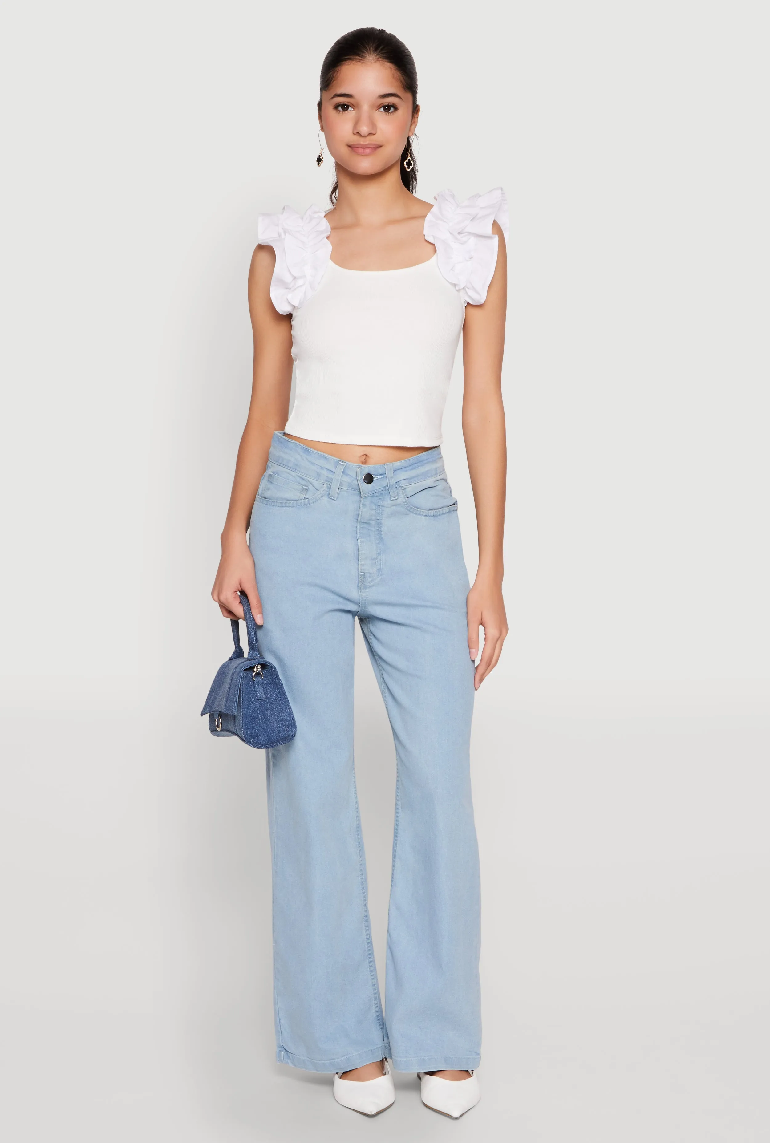 Iris Ruffle Trim Scoop Neck Crop Top sold by Rainbow product image thumbnail 3