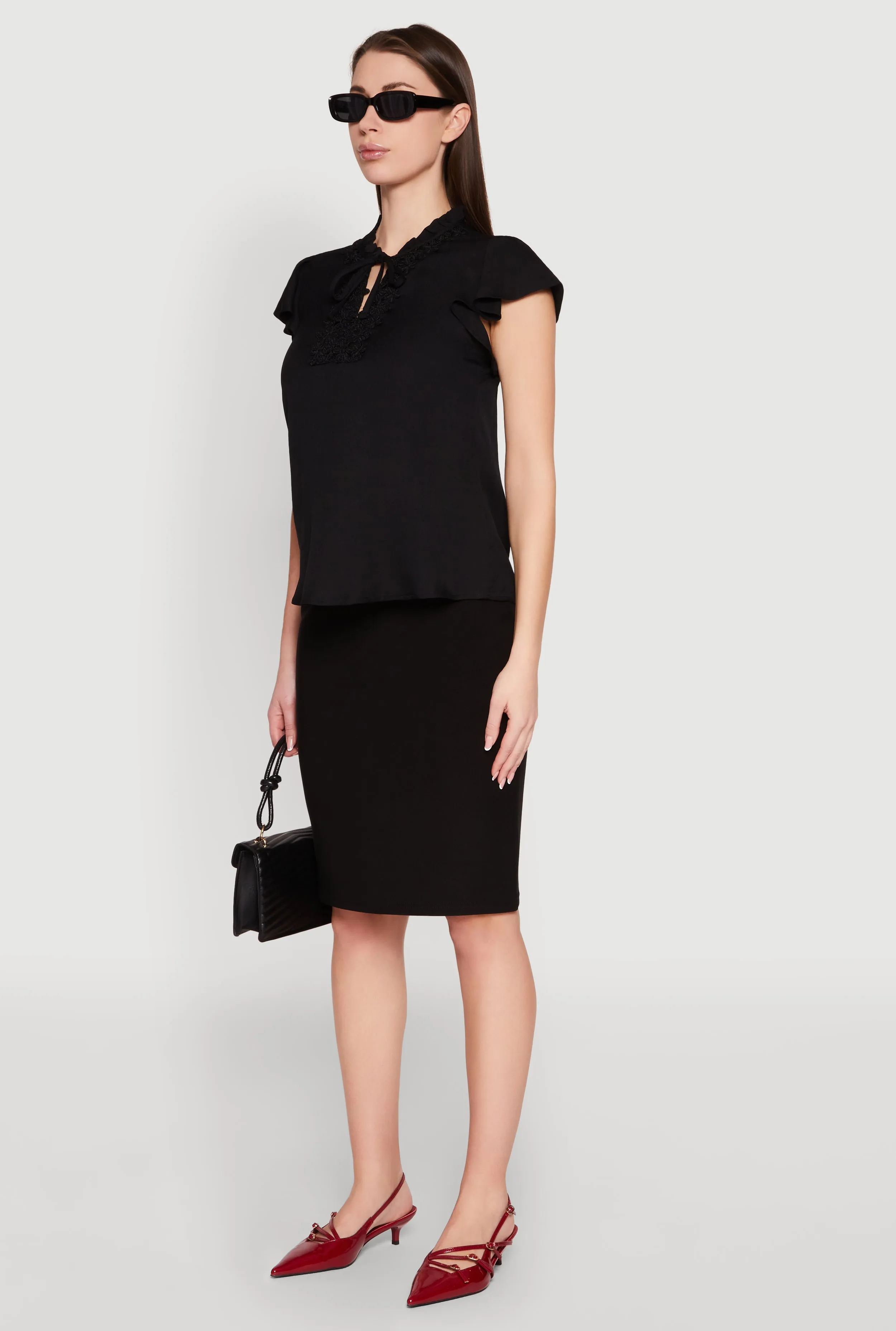 Iris Crochet Detail Flounce Sleeve Blouse sold by Rainbow product image thumbnail 5