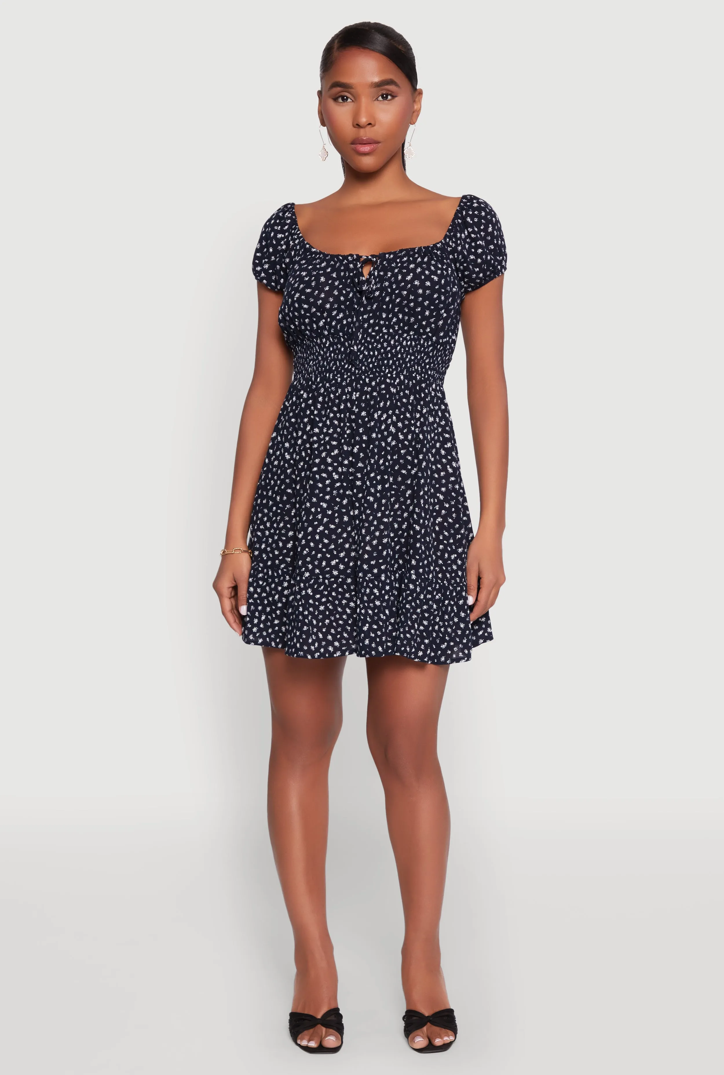 Floral Peasant Mini Dress sold by Rainbow