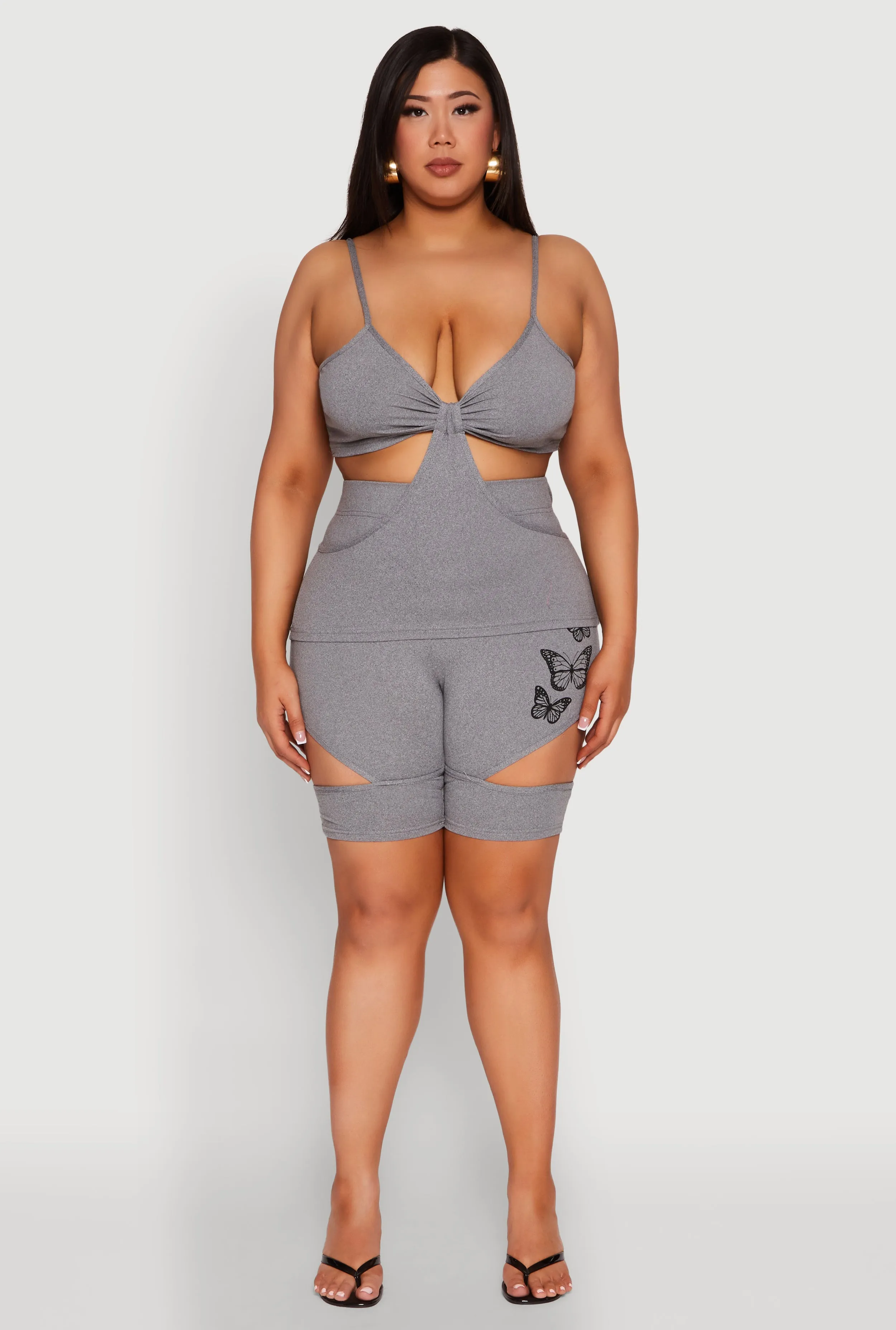 Plus Size Butterfly Cut Out Biker Shorts sold by Rainbow