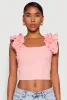 Iris Ruffle Trim Scoop Neck Crop Top sold by Rainbow