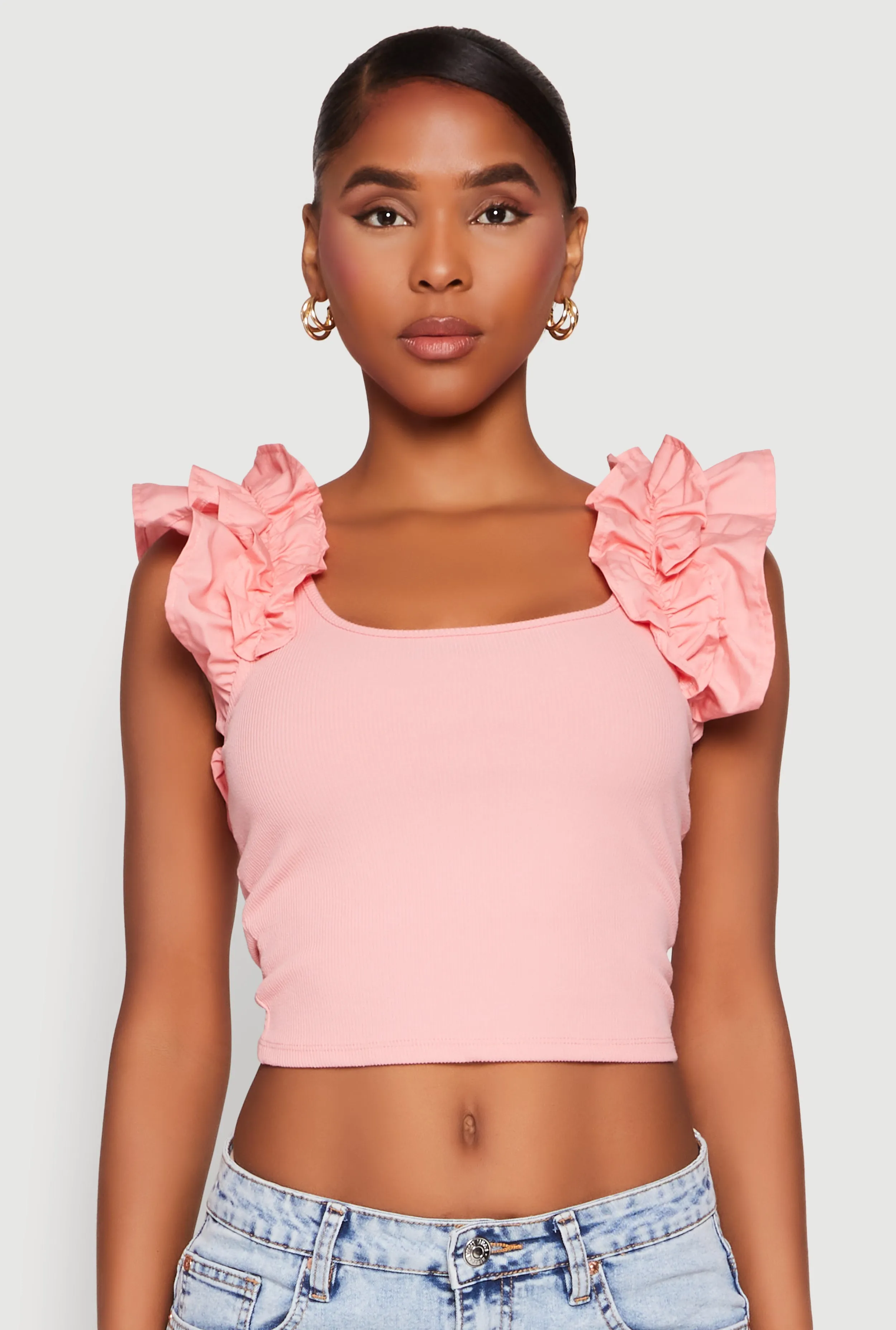 Iris Ruffle Trim Scoop Neck Crop Top sold by Rainbow product image thumbnail 2