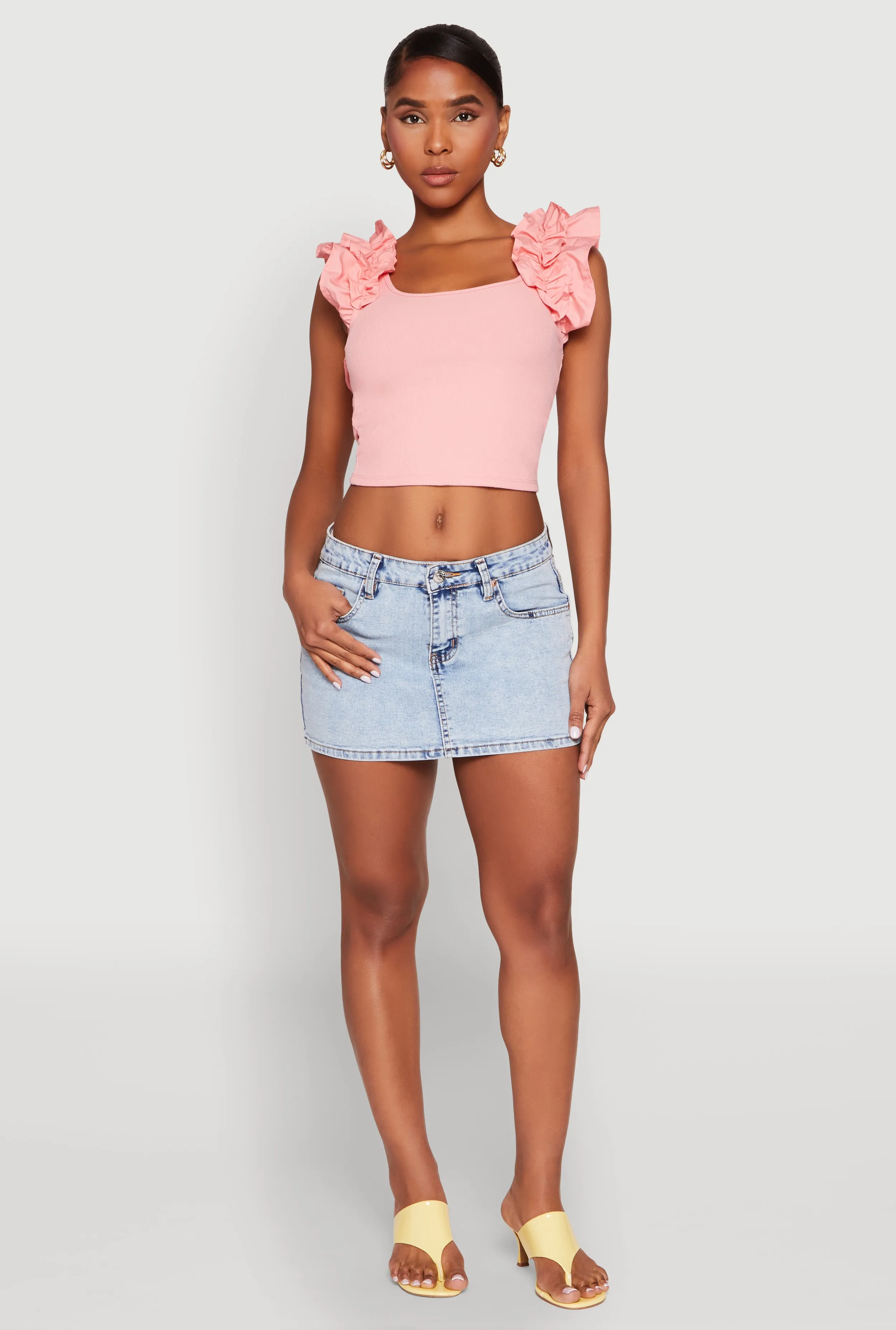 Iris Ruffle Trim Scoop Neck Crop Top sold by Rainbow product image thumbnail 3