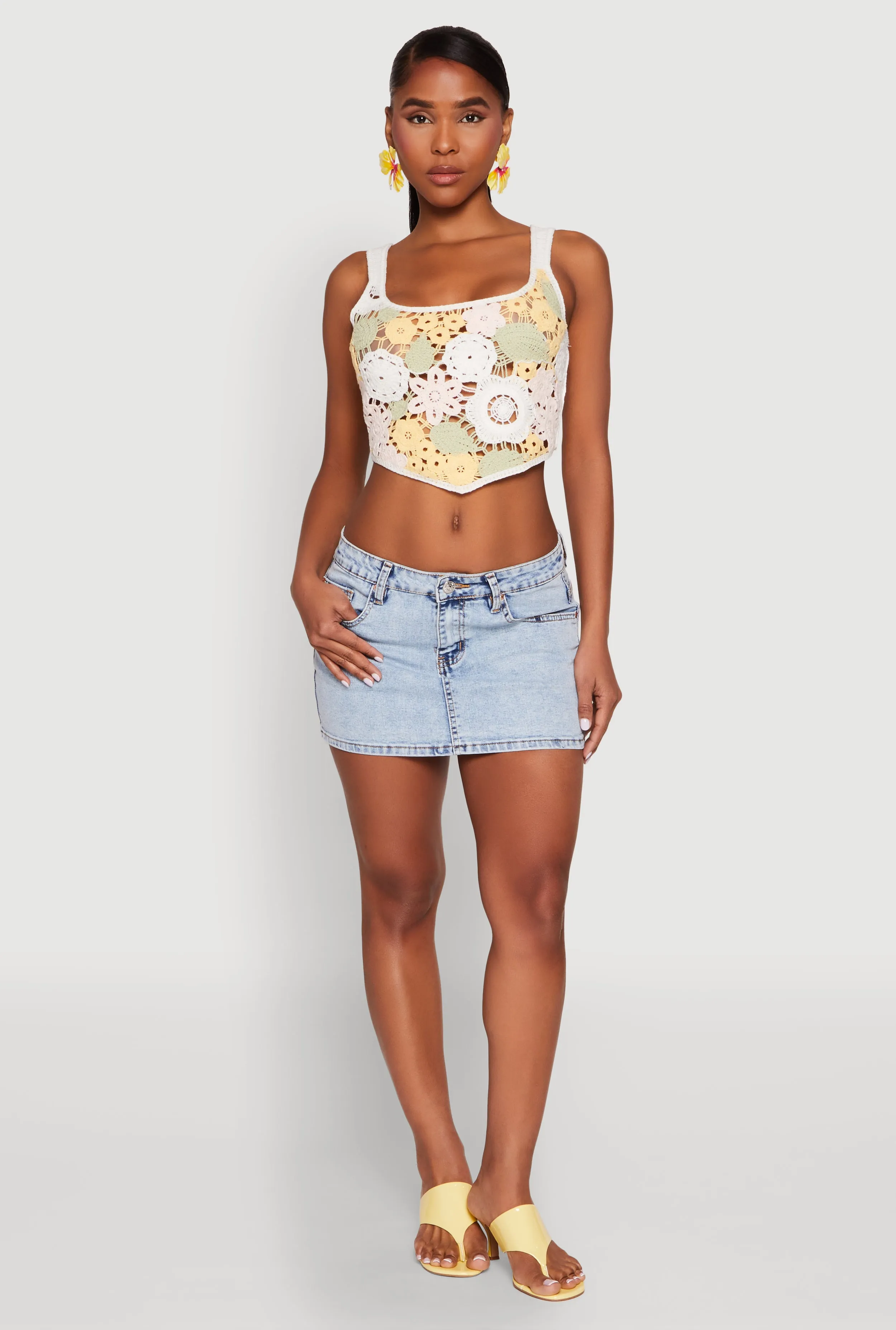 Square Neck Crochet Crop Top sold by Rainbow product image thumbnail 3