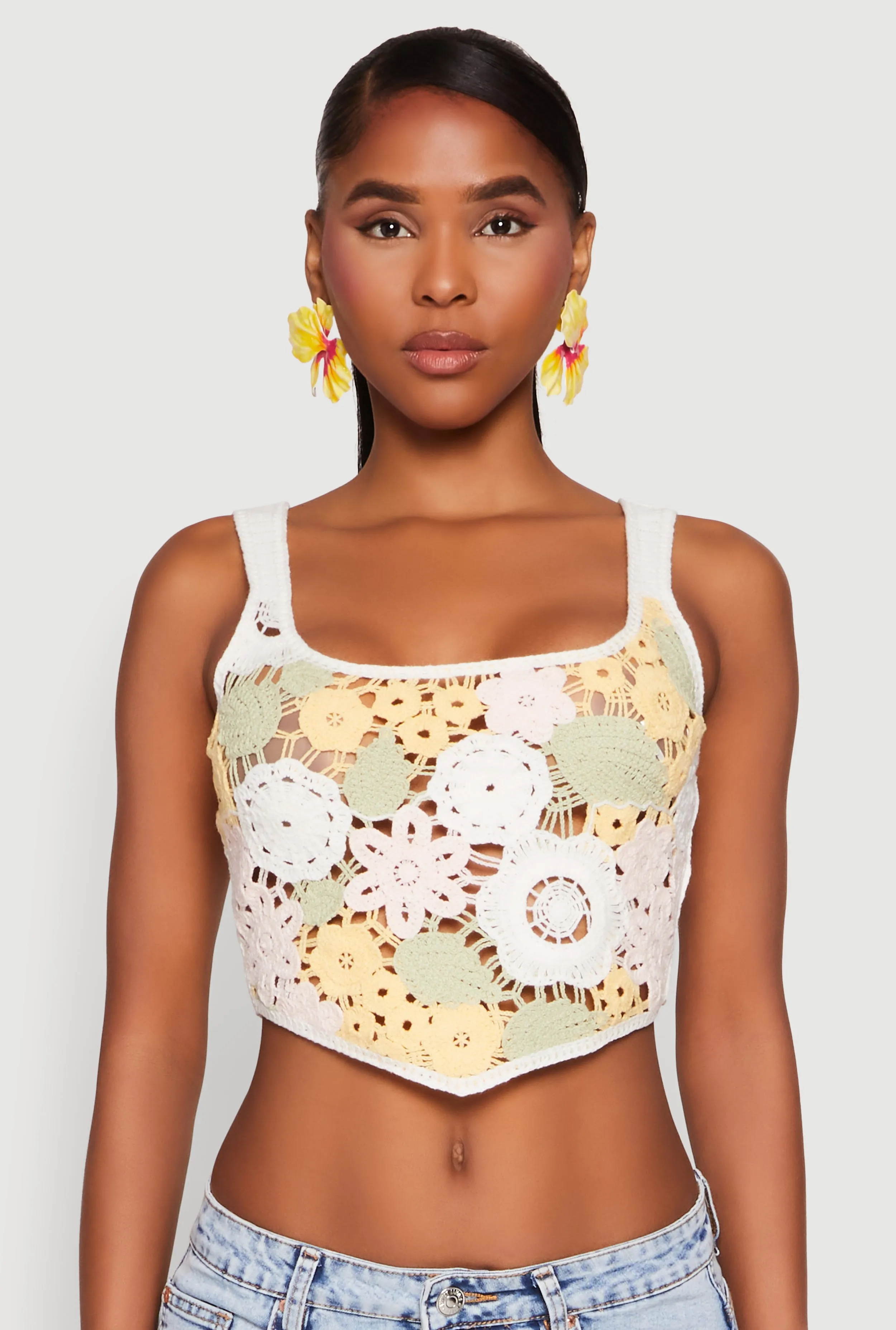 Square Neck Crochet Crop Top sold by Rainbow product image thumbnail 2