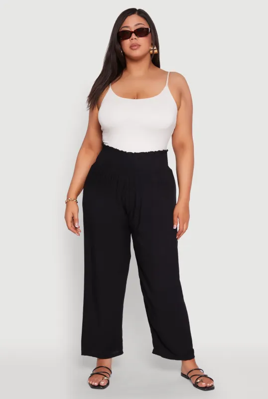 Plus Size Smocked High Waisted Pants sold by Rainbow