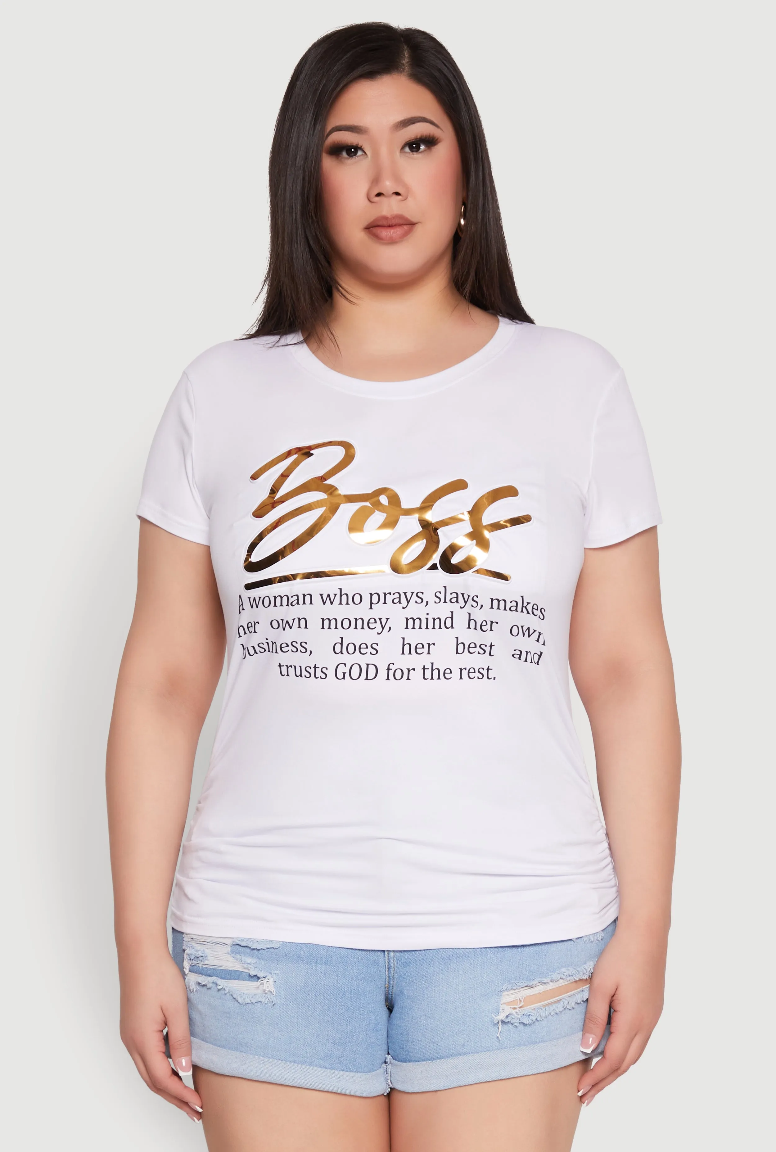 Plus Size 3D Boss Foil Graphic Tee sold by Rainbow product image thumbnail 2