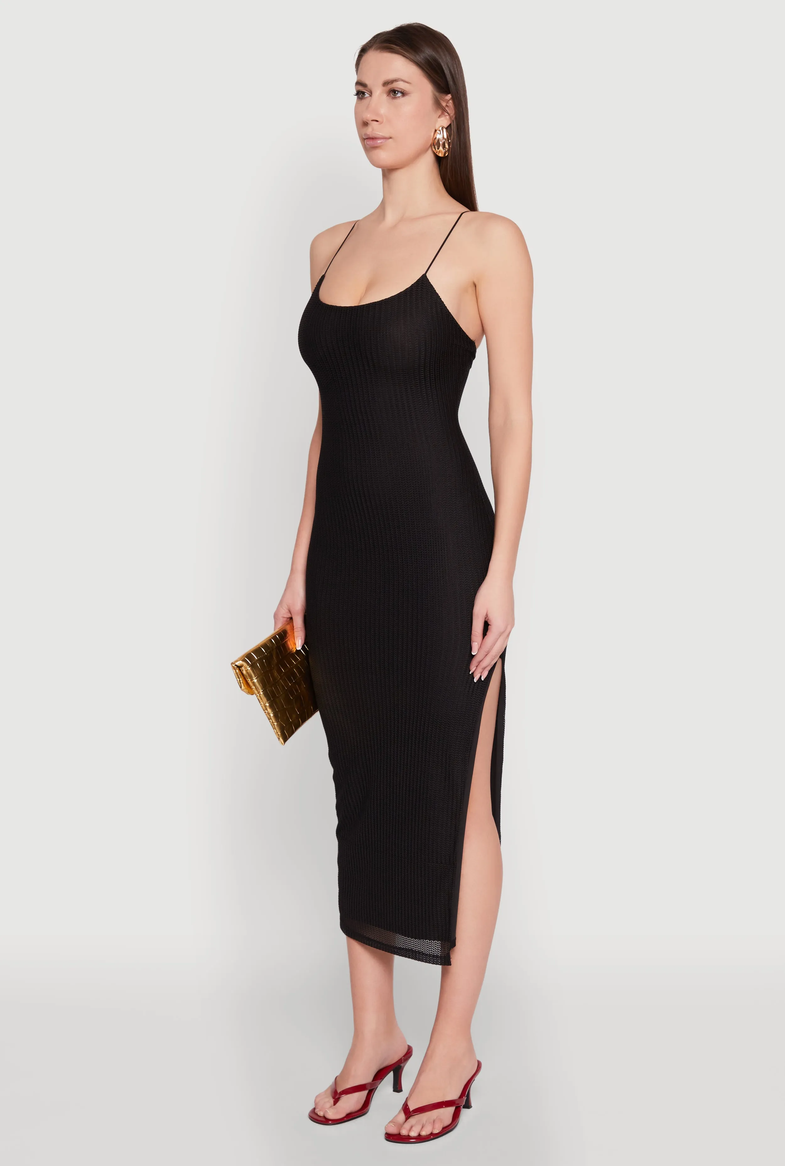 Iris Lace Up Back Side Slit Cami Dress sold by Rainbow product image thumbnail 3