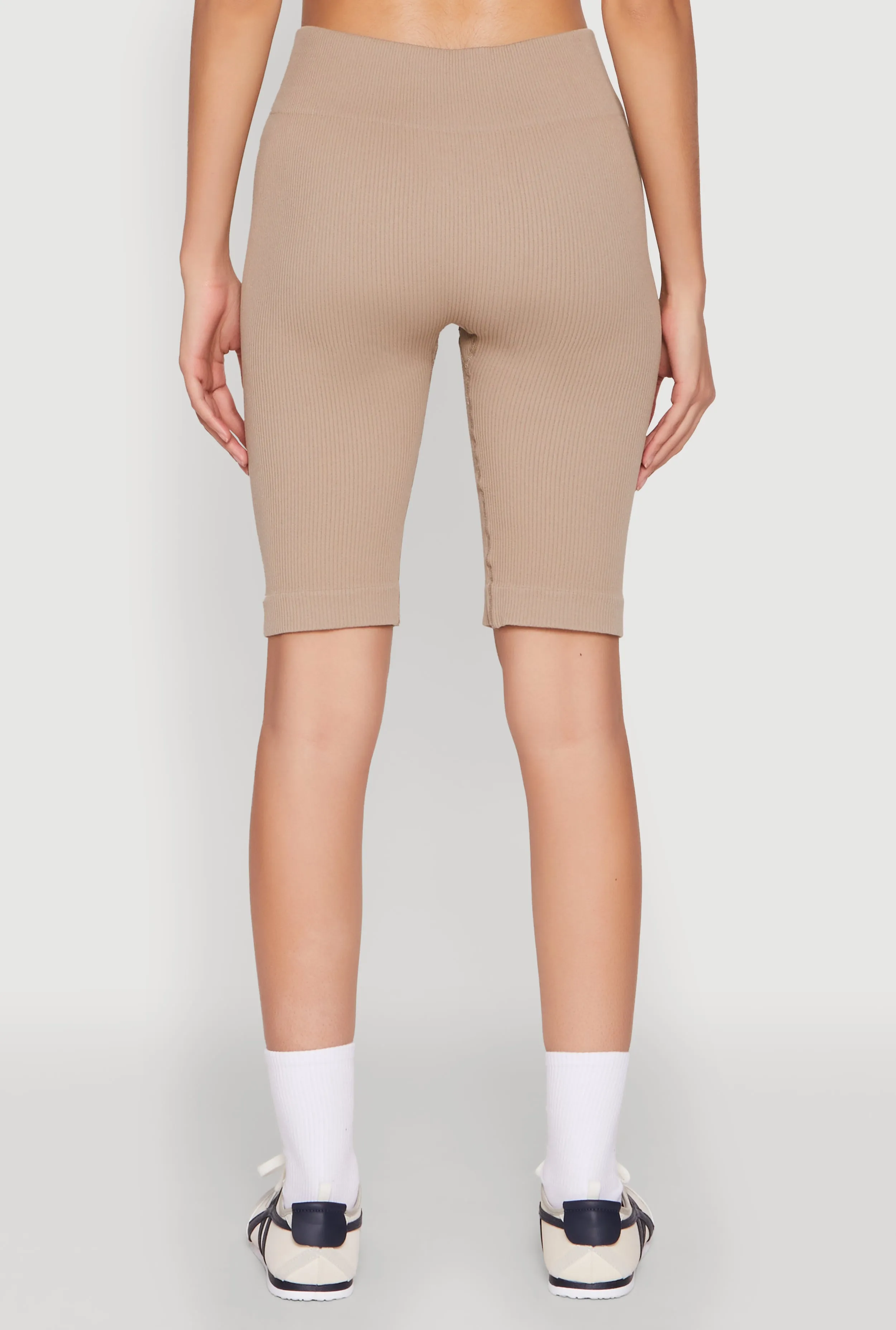 Seamless Ribbed Button Detail Biker Shorts sold by Rainbow product image thumbnail 5