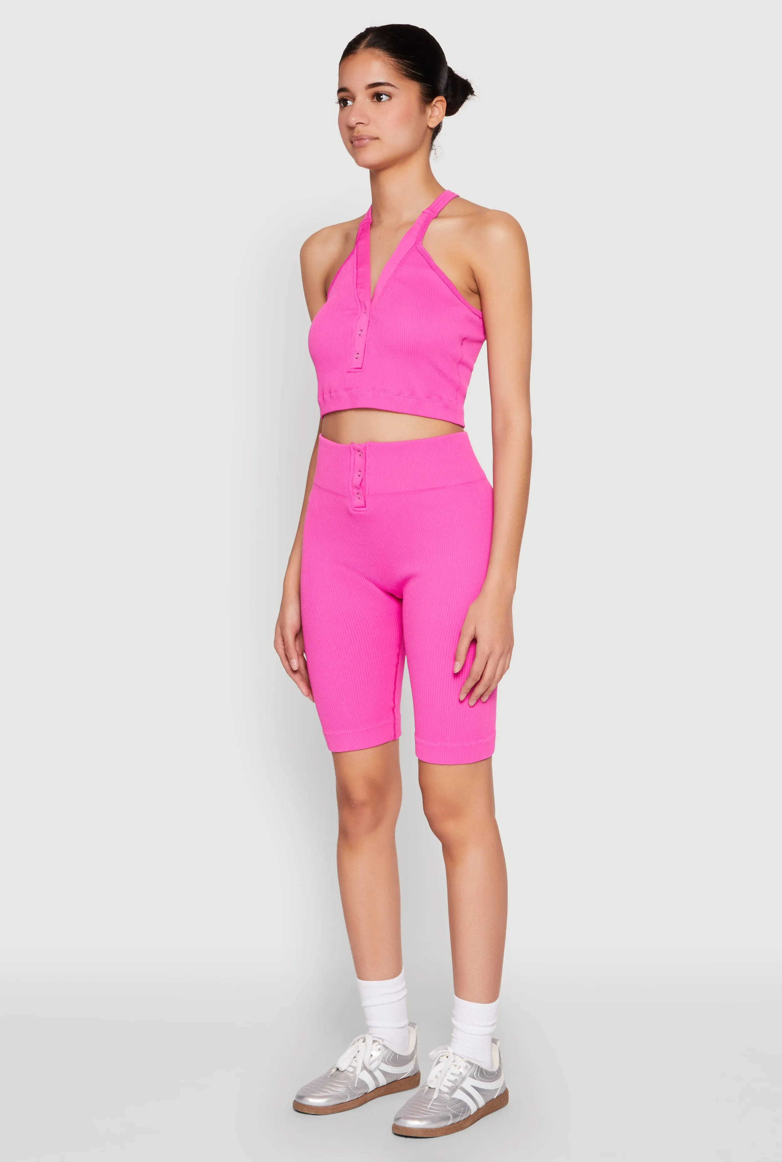 Sleeveless Racerback Henley Crop Top sold by Rainbow product image thumbnail 5
