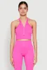 Sleeveless Racerback Henley Crop Top sold by Rainbow