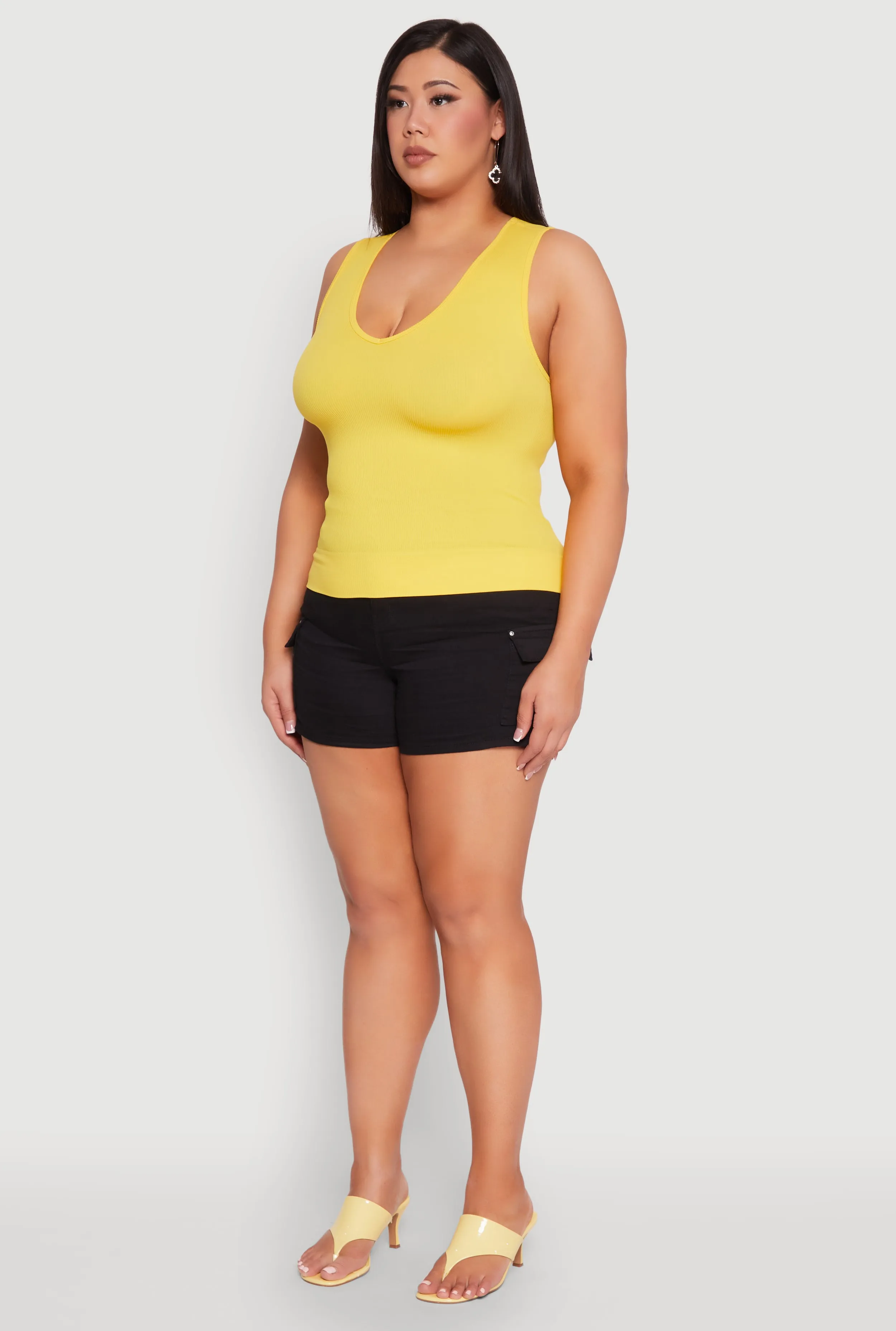 Plus Size Seamless V Neck Rib Knit Top sold by Rainbow product image thumbnail 5