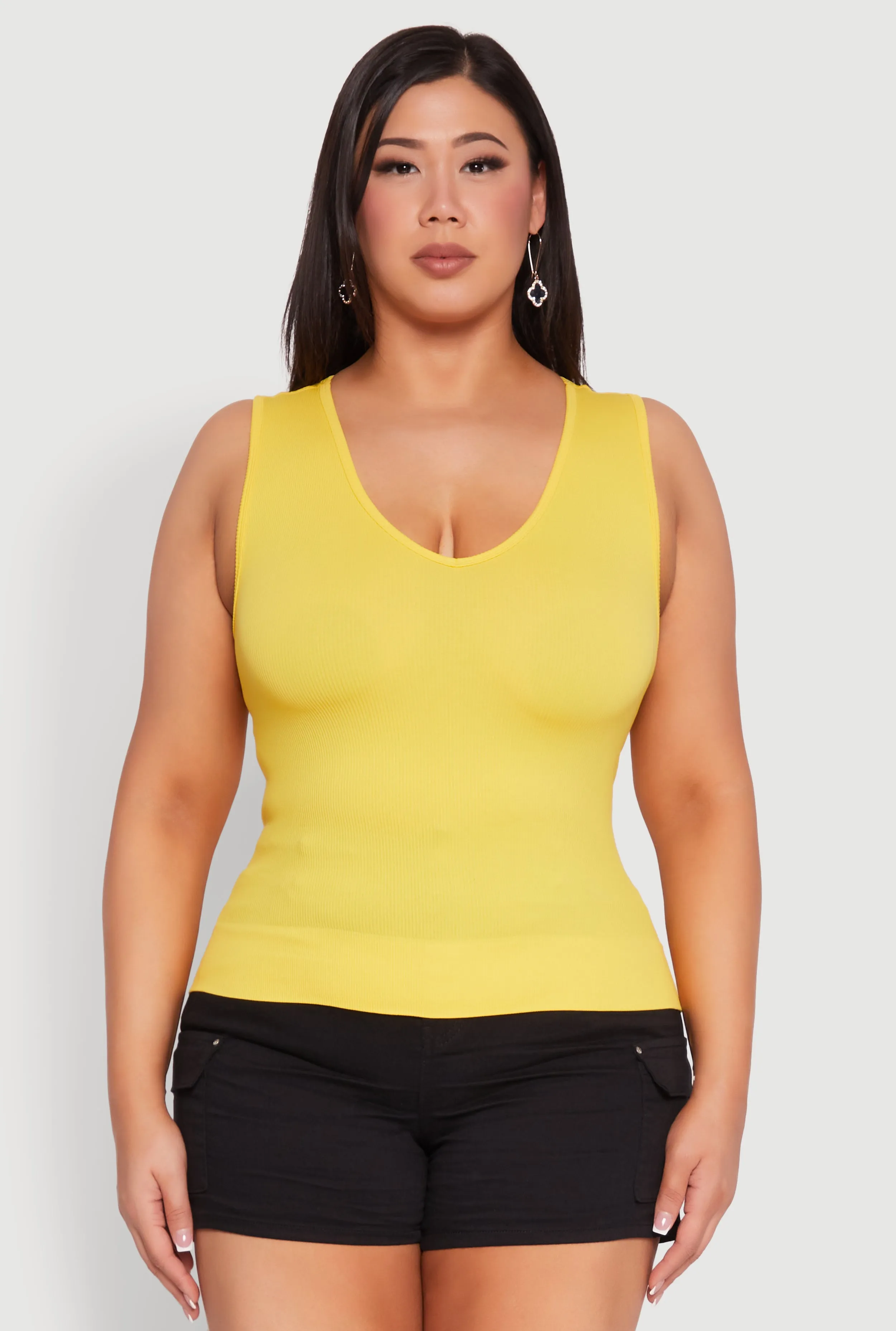 Plus Size Seamless V Neck Rib Knit Top sold by Rainbow product image thumbnail 2