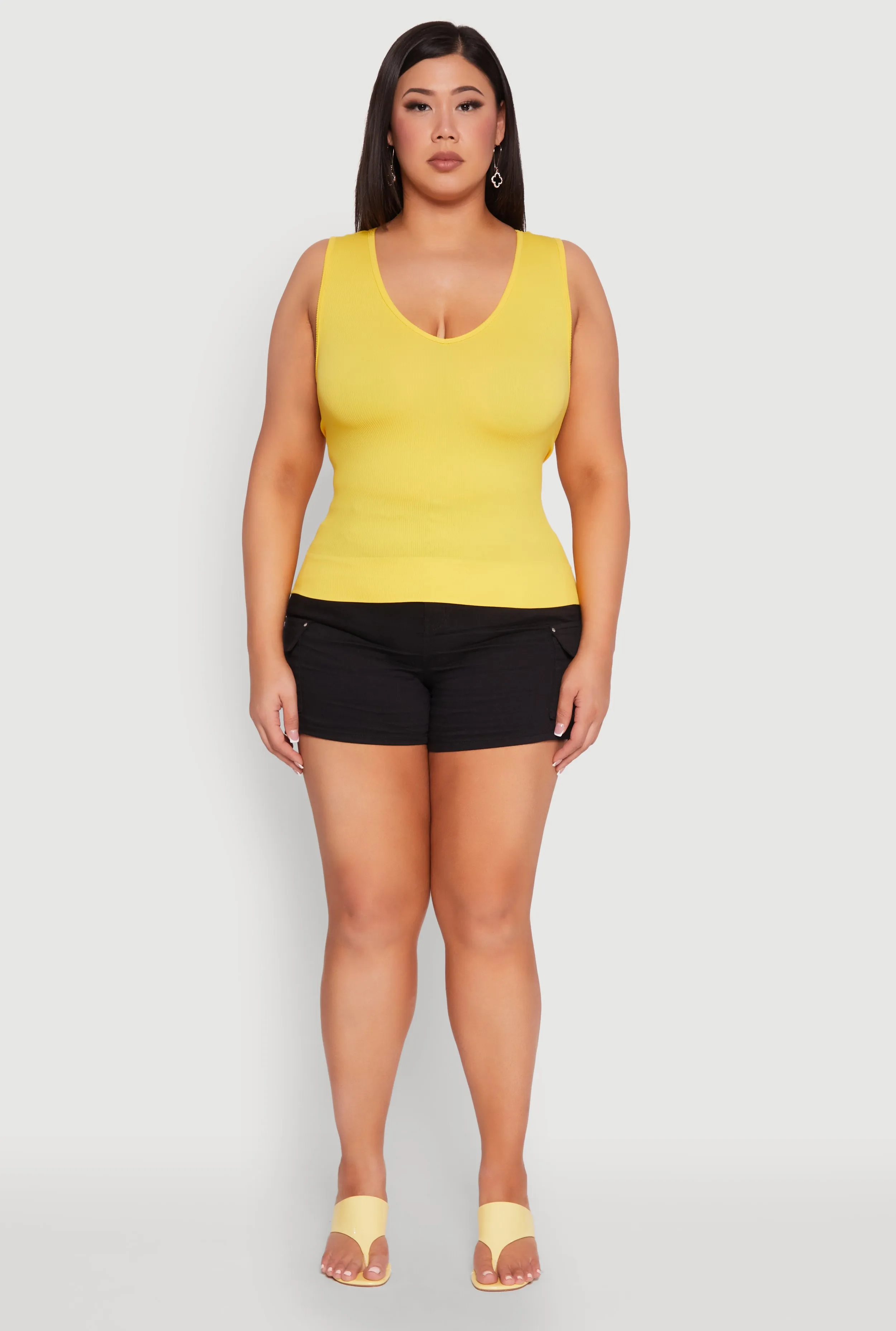 Plus Size Seamless V Neck Rib Knit Top sold by Rainbow product image thumbnail 3