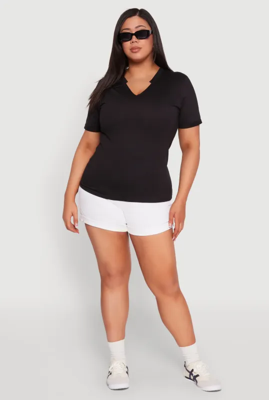 Plus Size Not Neck Basic Tee sold by Rainbow