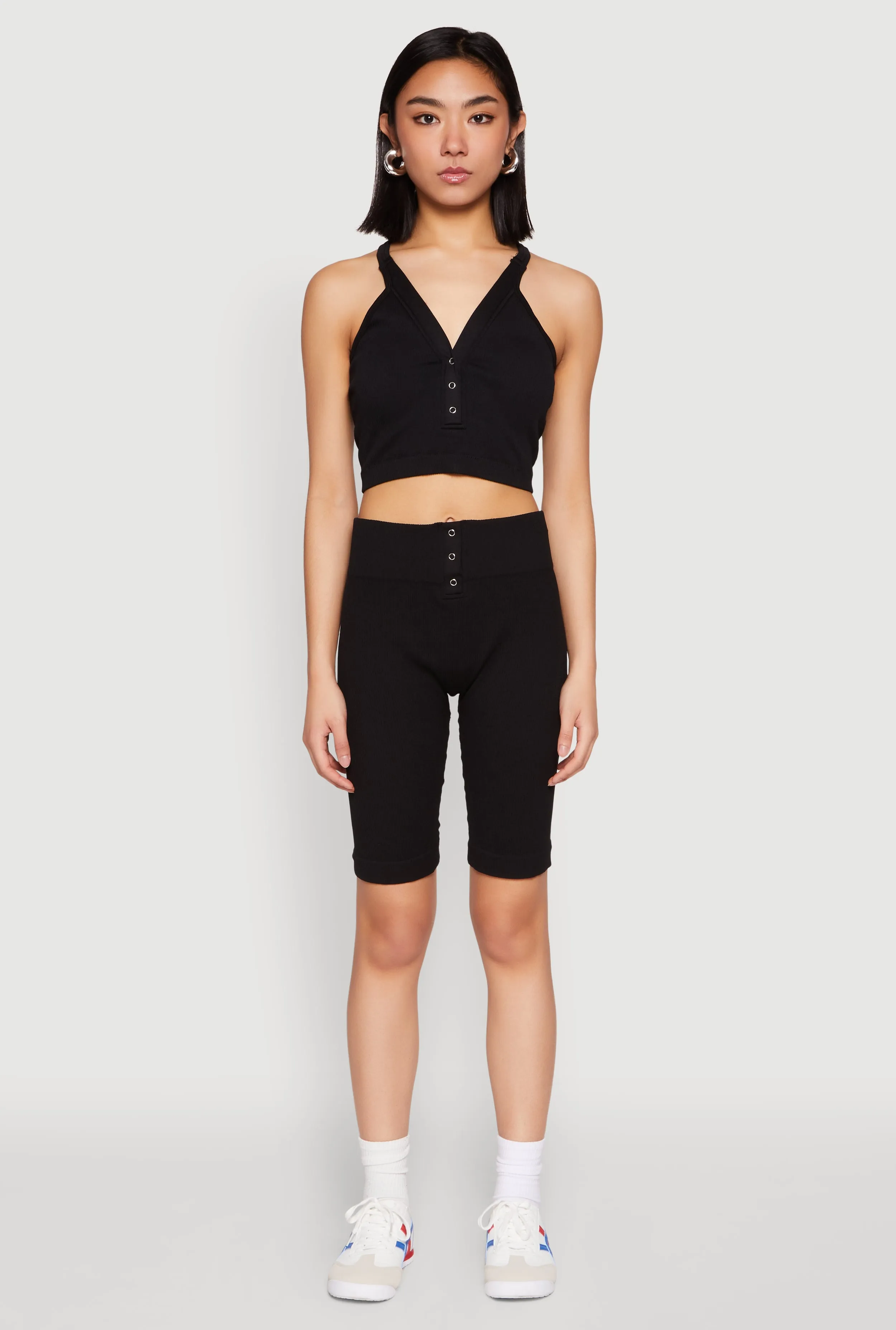 Sleeveless Racerback Henley Crop Top sold by Rainbow product image thumbnail 3