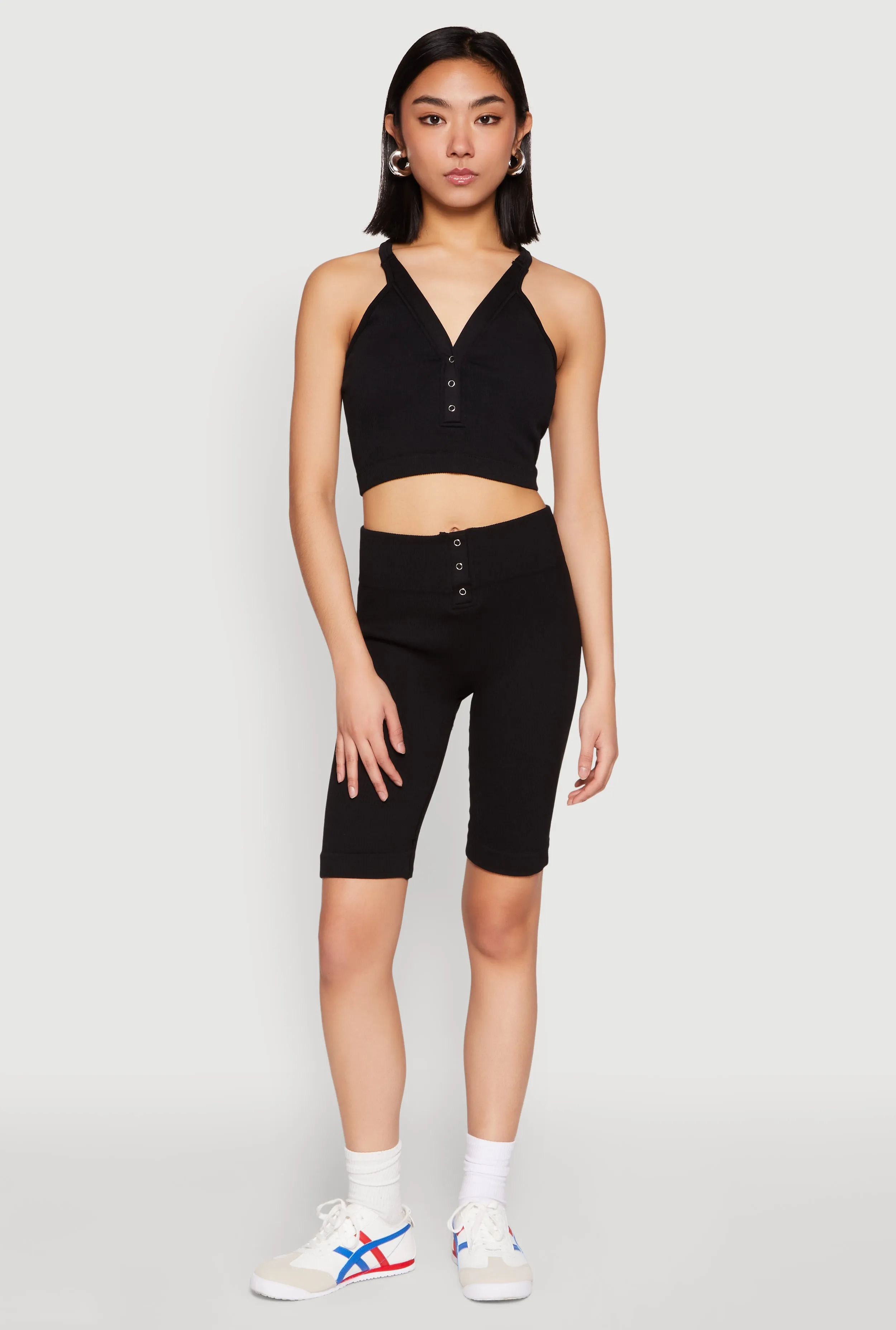 Sleeveless Racerback Henley Crop Top sold by Rainbow product image thumbnail 2