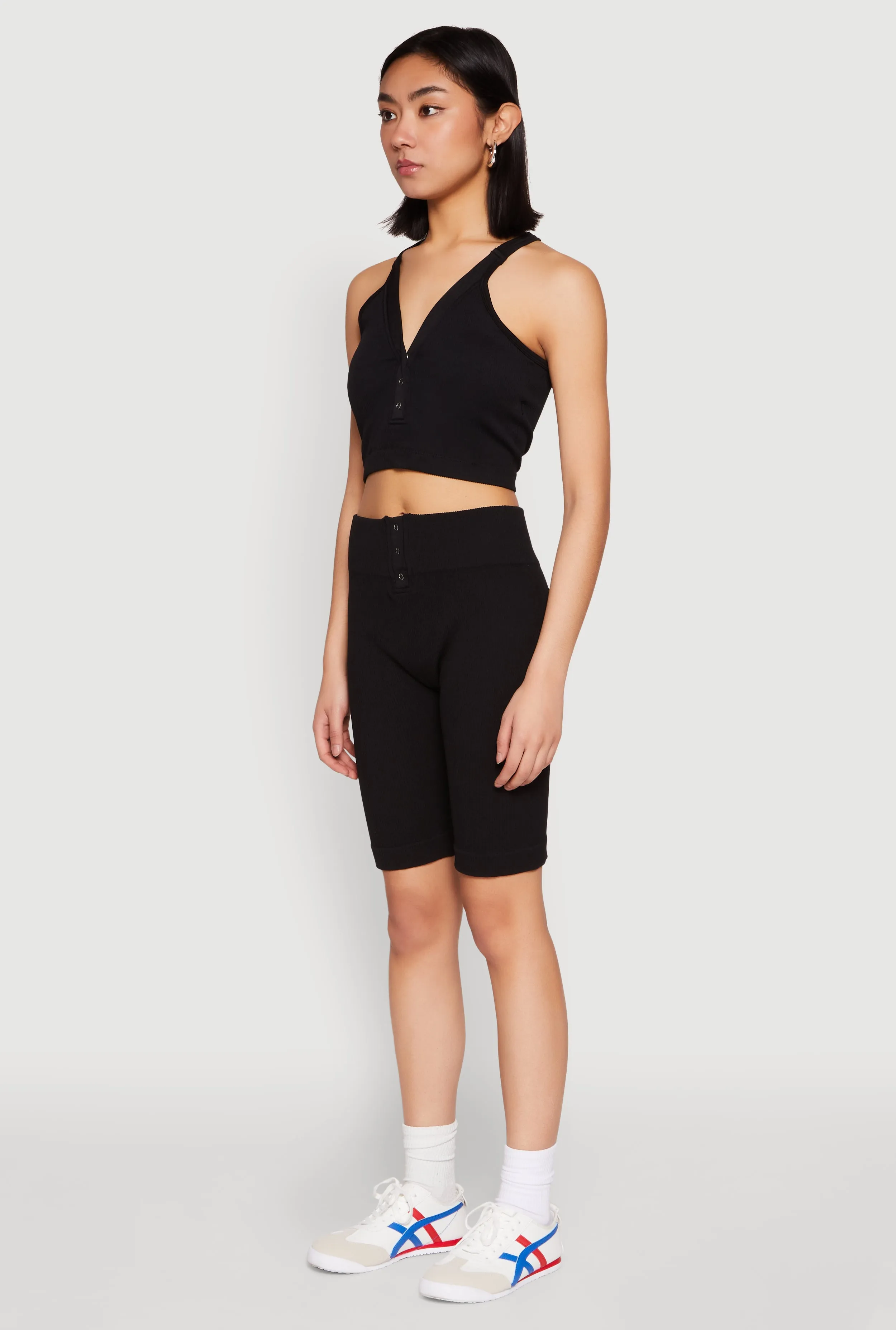 Sleeveless Racerback Henley Crop Top sold by Rainbow product image thumbnail 5