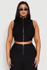 Plus Size Pinstripe Zip Front Crop Top sold by Rainbow