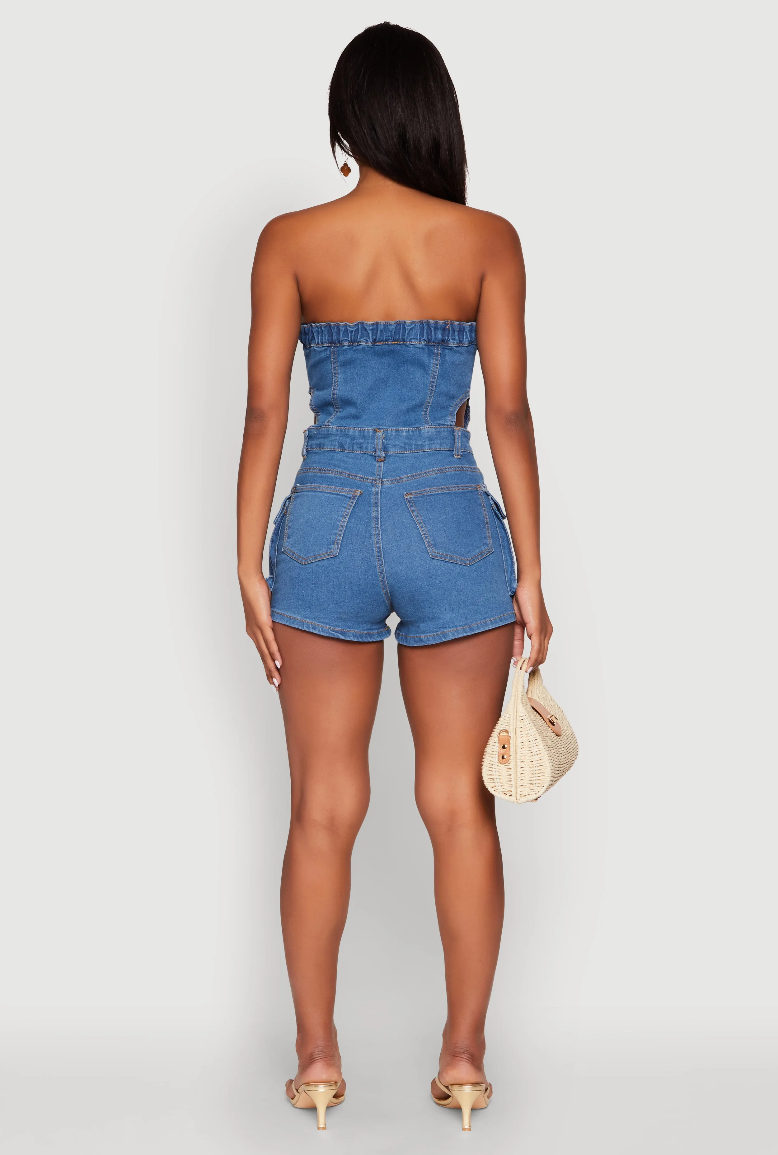 Daisy Cut Out Side Denim Strapless Romper sold by Rainbow product image thumbnail 5