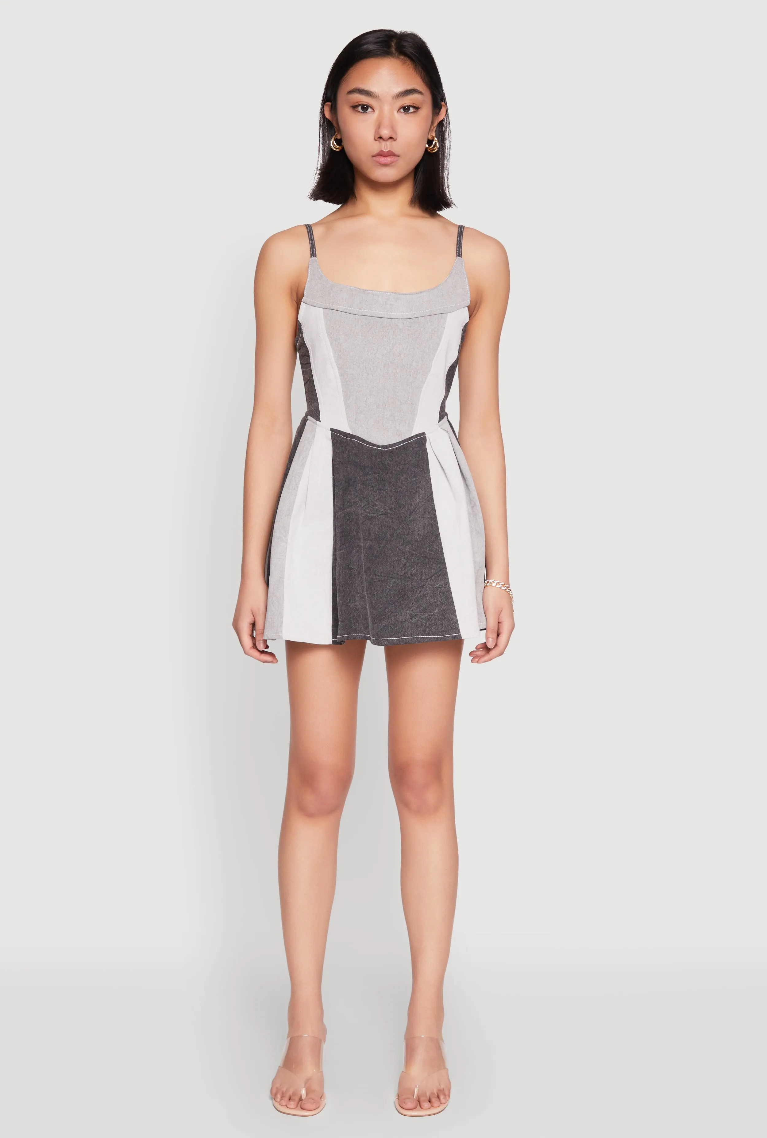 Denim Color Block Skater Dress sold by Rainbow product image thumbnail 2