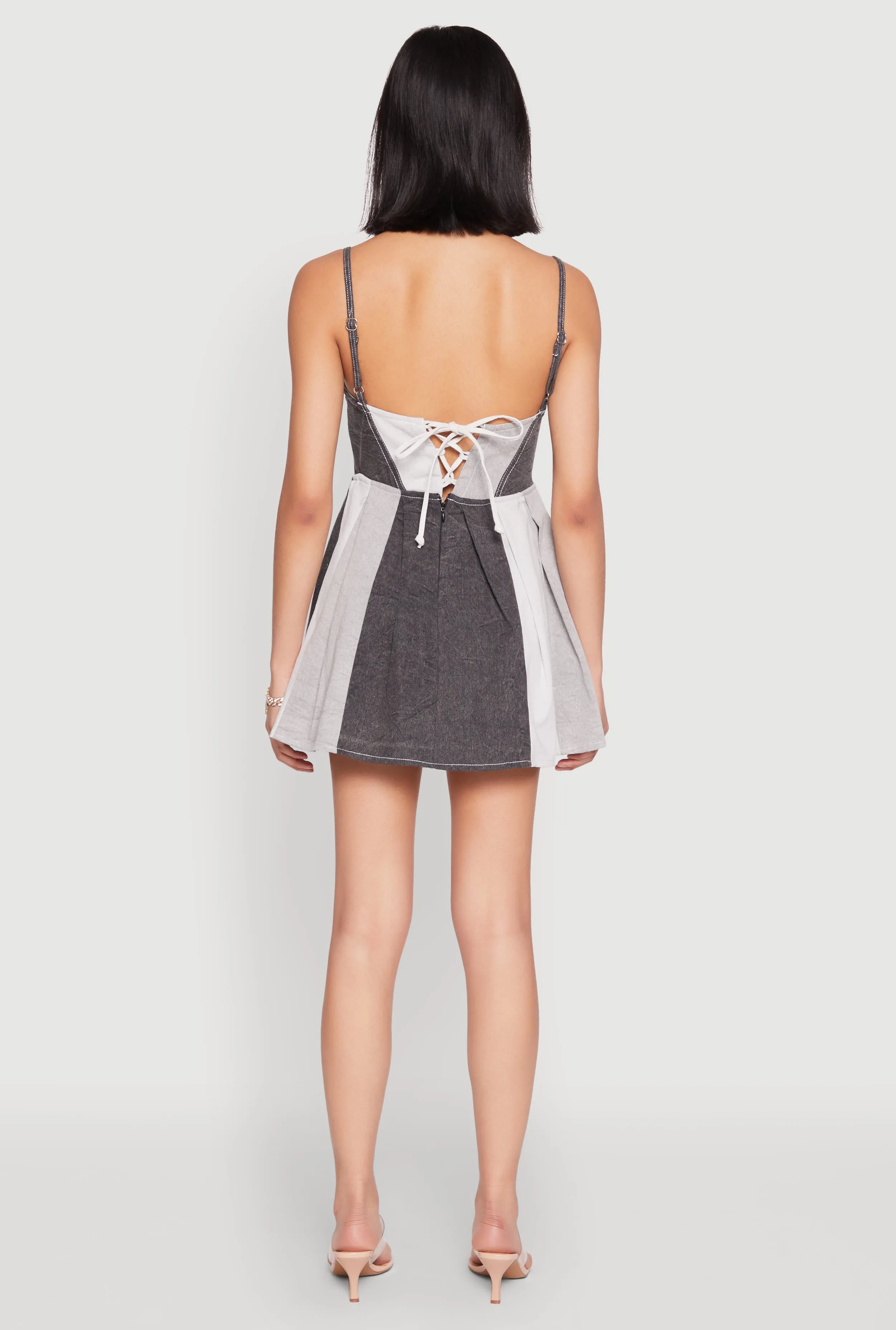 Denim Color Block Skater Dress sold by Rainbow product image thumbnail 5