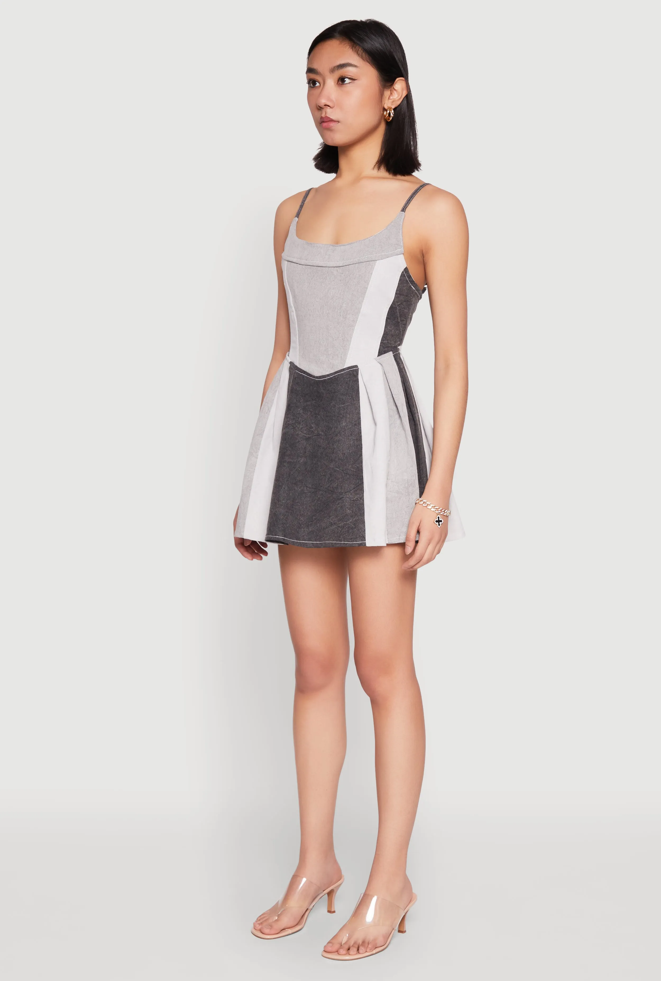 Denim Color Block Skater Dress sold by Rainbow product image thumbnail 3