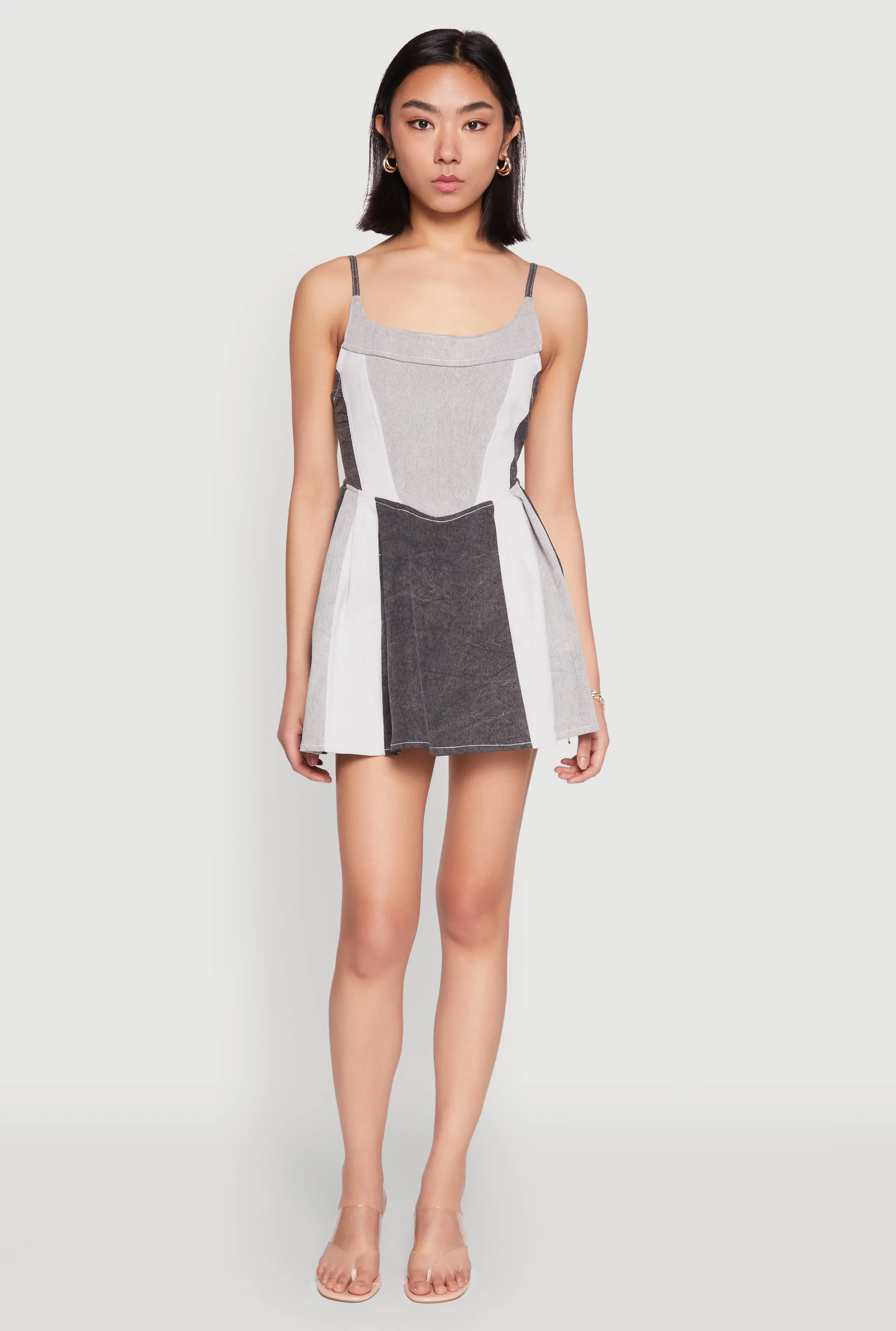 Denim Color Block Skater Dress sold by Rainbow