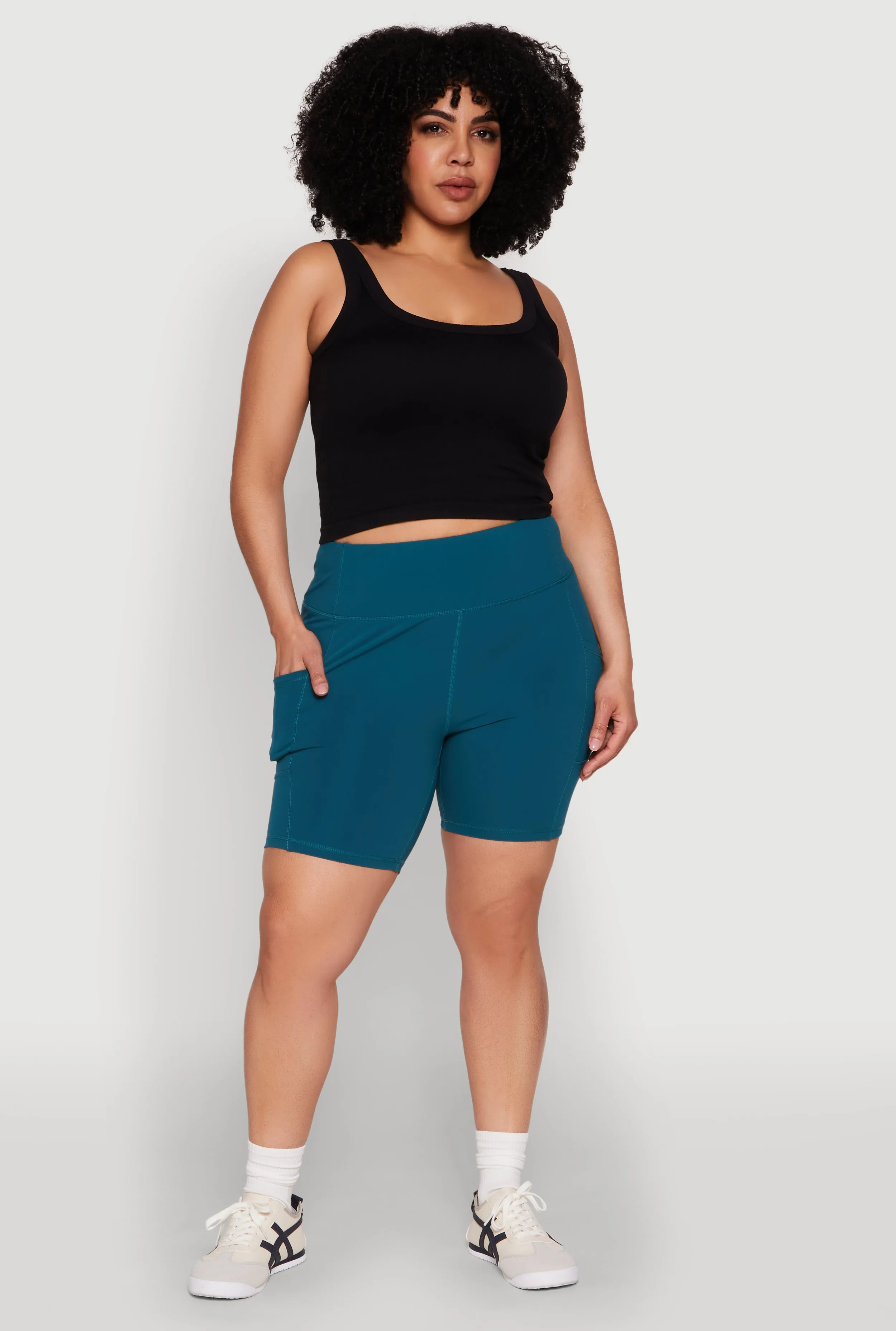 Plus Size Cell Phone Pocket Snatched Bike Shorts sold by Rainbow