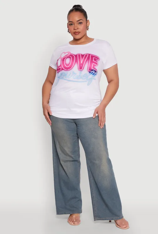Plus Size Love Yourself Graphic Tee sold by Rainbow