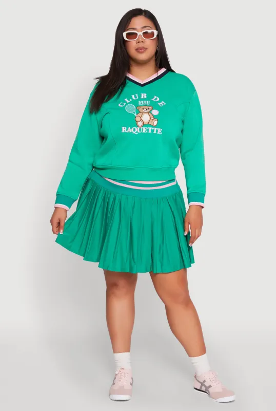 Plus Size Contrast Trim Pleated Skort sold by Rainbow