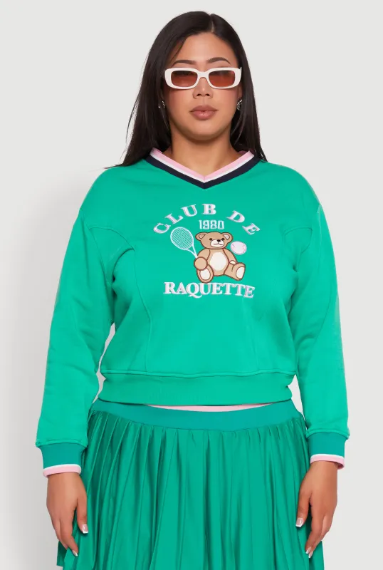 Plus Size Varsity Stripe Printed Pattern Sweatshirt sold by Rainbow