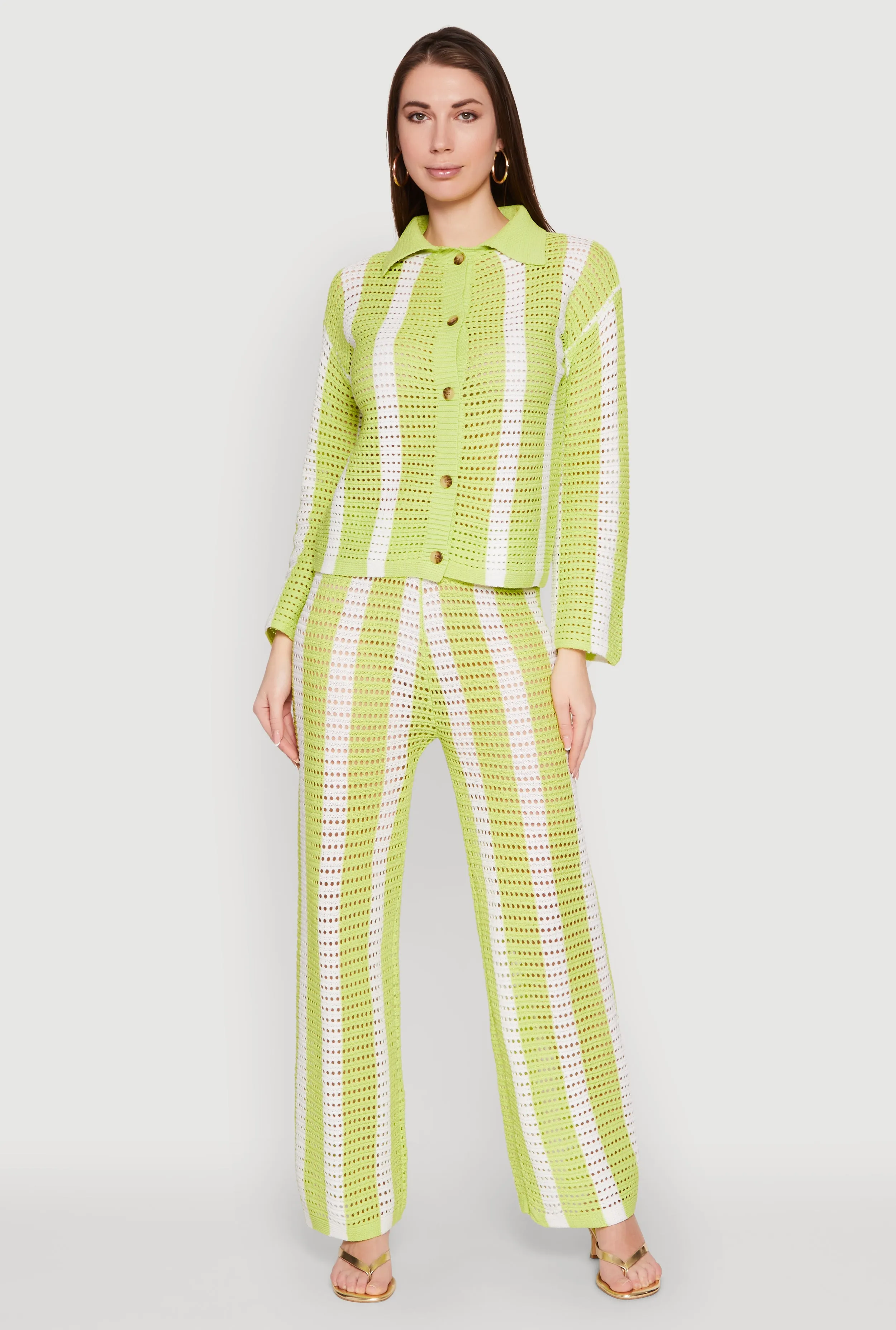 Daisy Striped Pointelle Crochet Pants sold by Rainbow