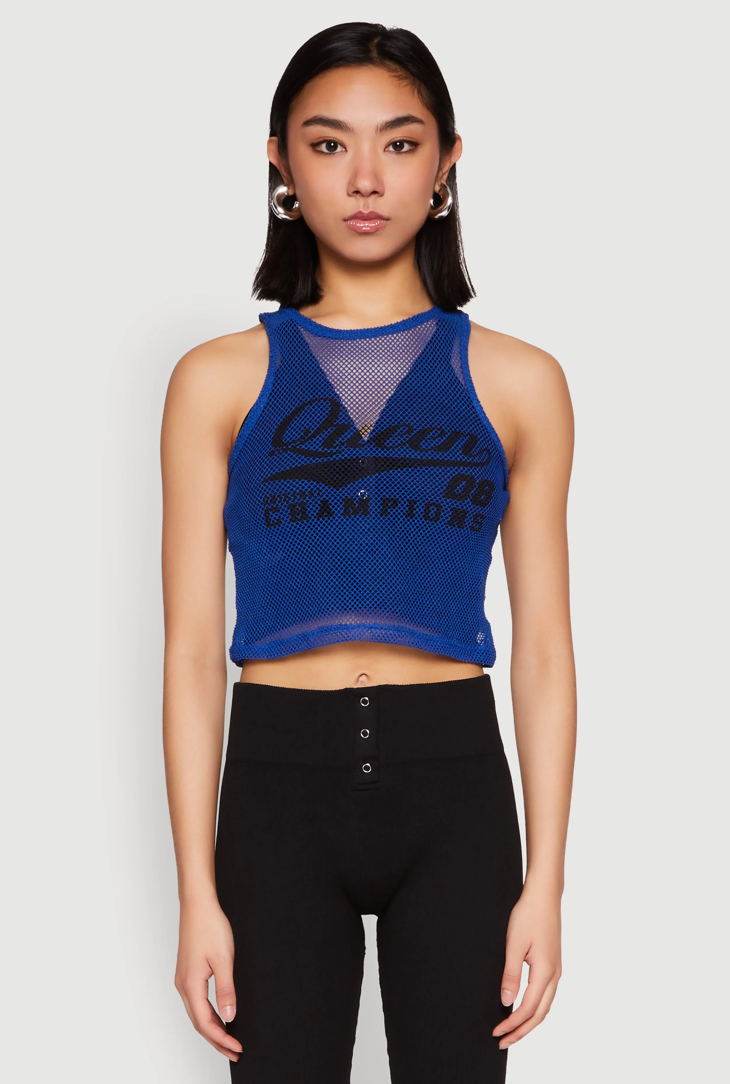 Queen Champions Graphic Fishnet Crop Top sold by Rainbow product image thumbnail 2