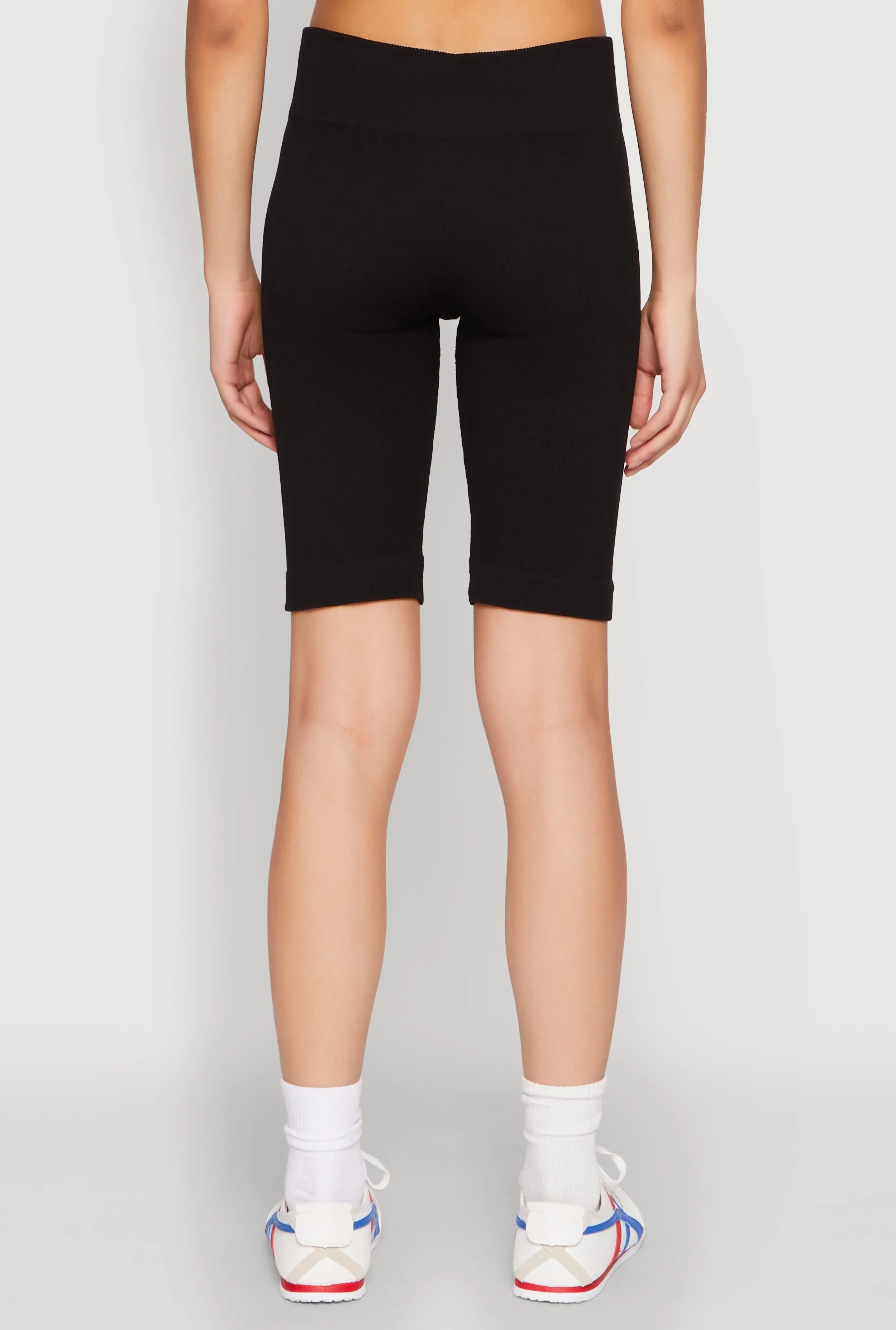 Seamless Ribbed Button Detail Biker Shorts sold by Rainbow product image thumbnail 5