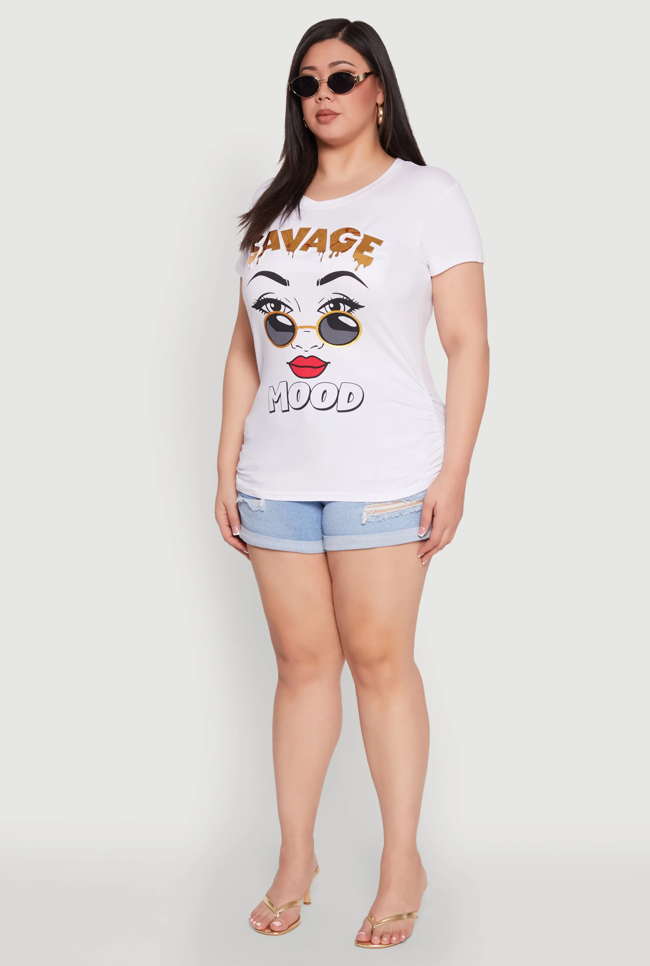 Plus Size 3D Savage Mood Foil Graphic Tee sold by Rainbow product image thumbnail 5