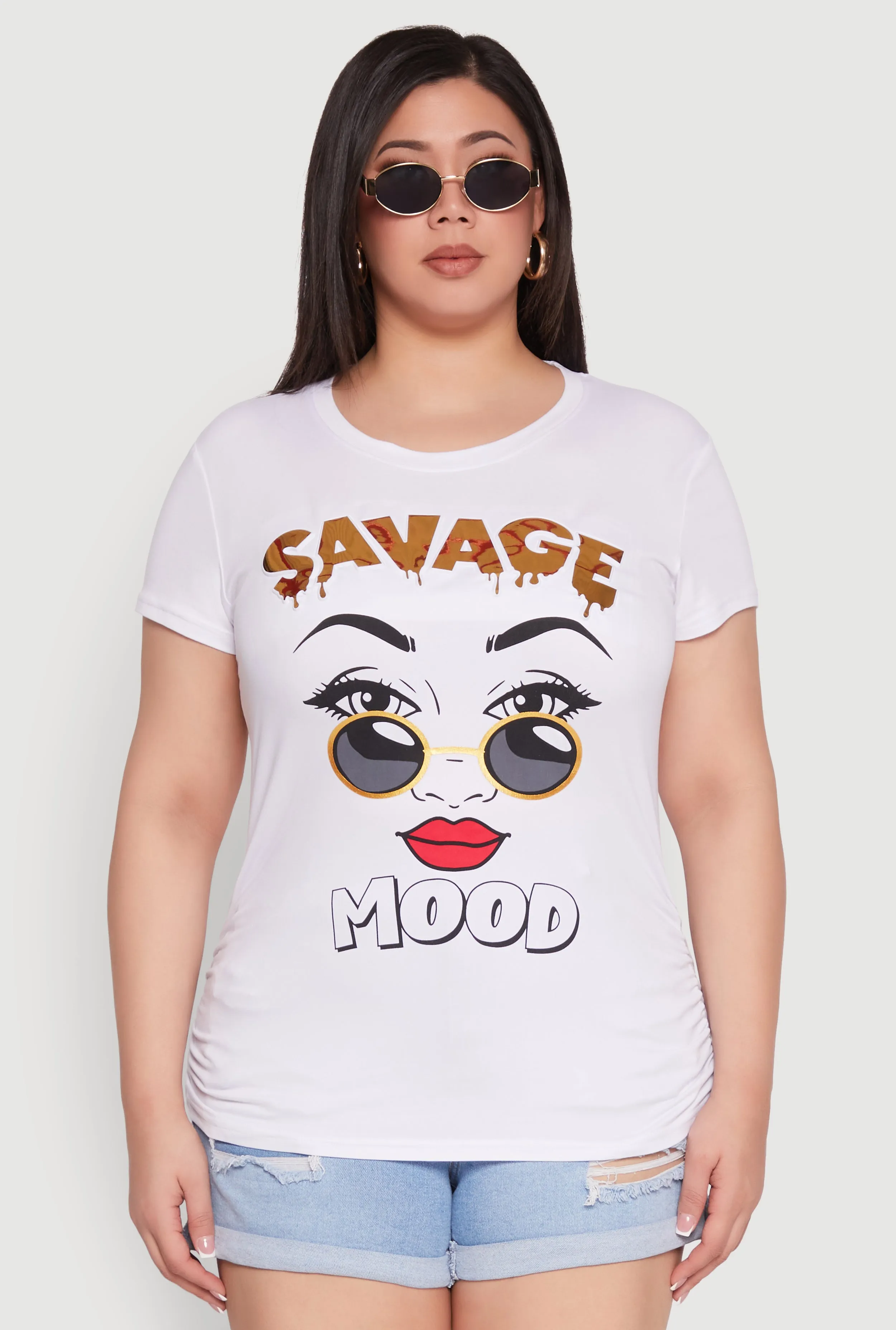 Plus Size 3D Savage Mood Foil Graphic Tee sold by Rainbow product image thumbnail 2