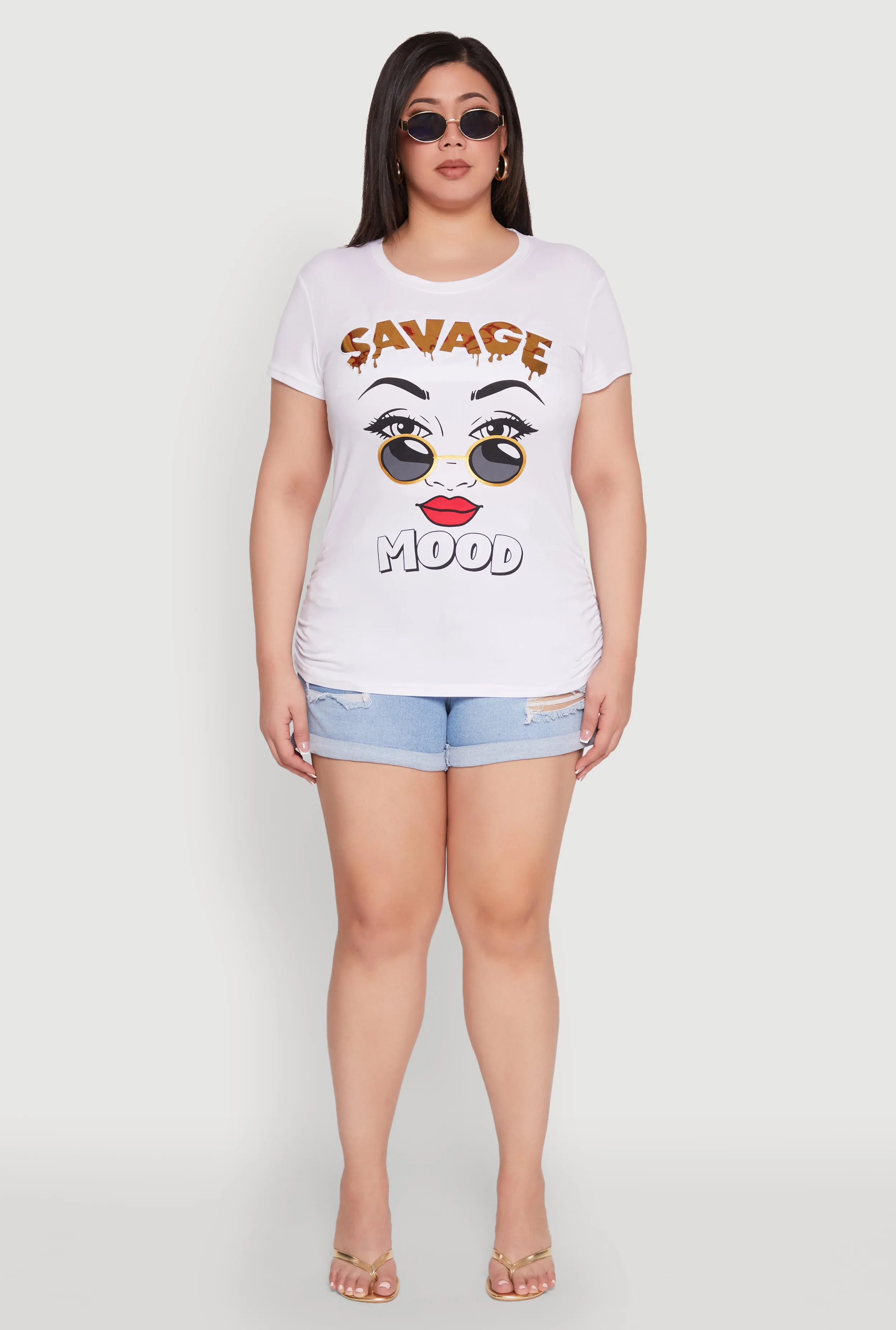 Plus Size 3D Savage Mood Foil Graphic Tee sold by Rainbow product image thumbnail 3