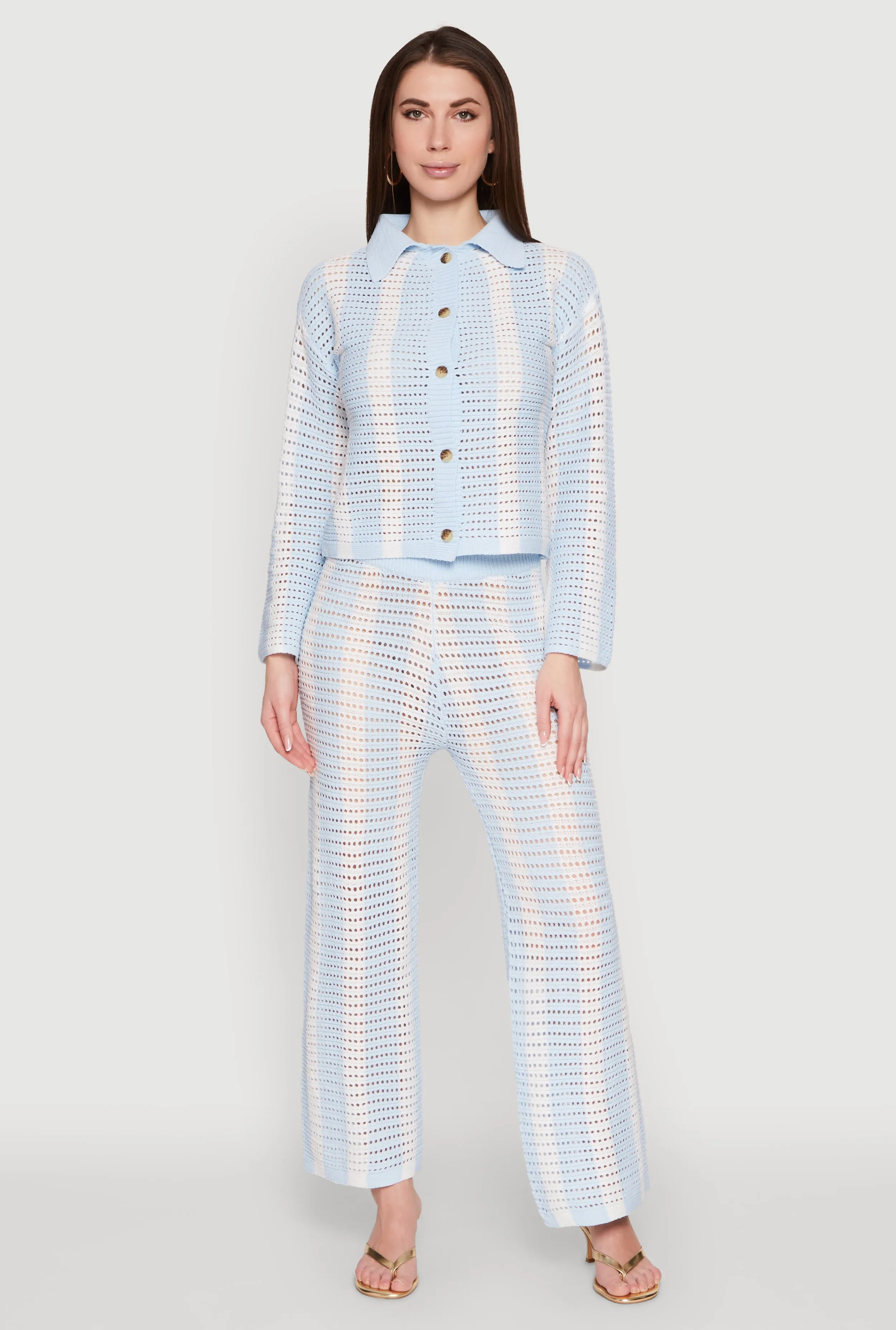 Daisy Striped Pointelle Crochet Shirt sold by Rainbow product image thumbnail 2