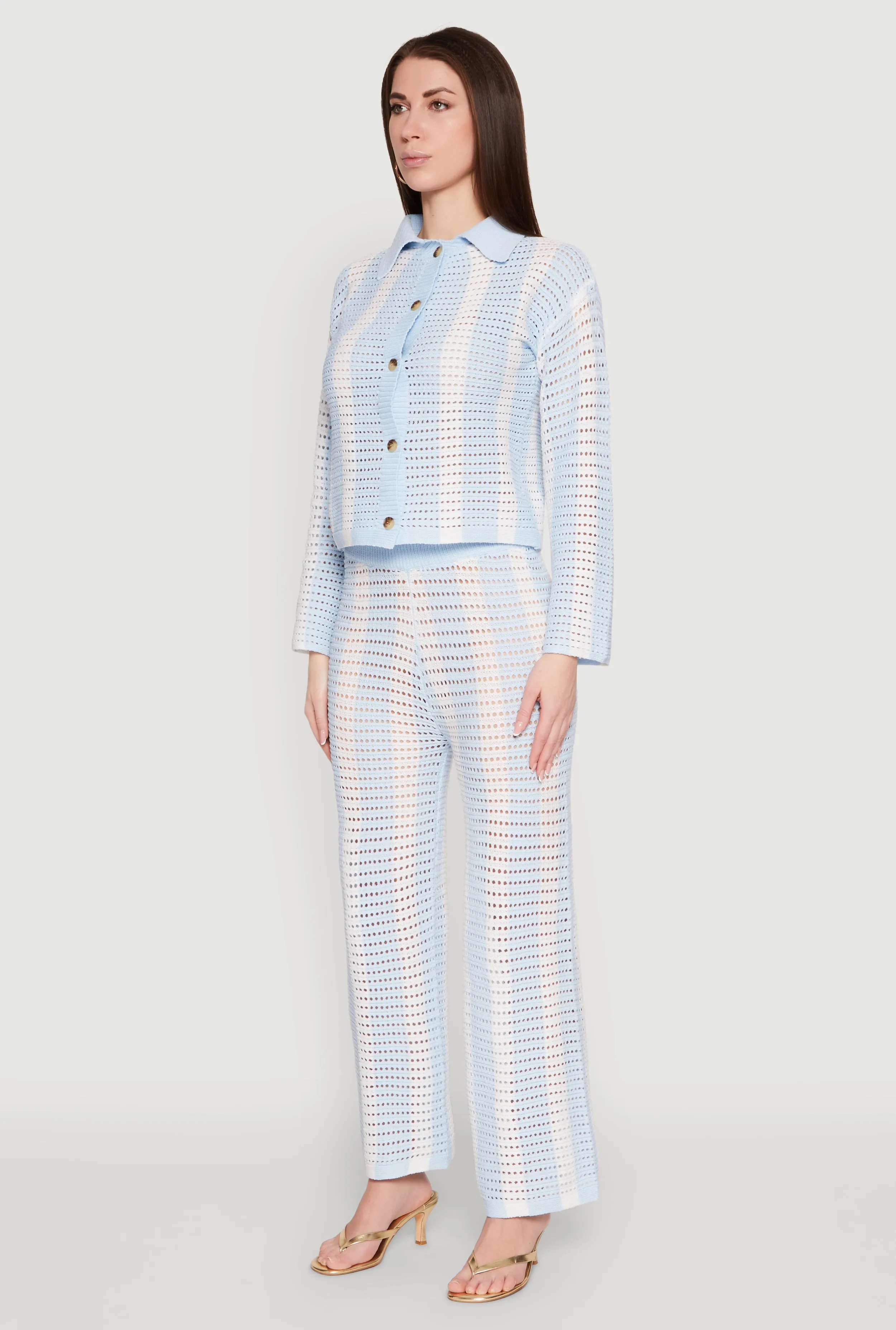 Daisy Striped Pointelle Crochet Shirt sold by Rainbow product image thumbnail 5