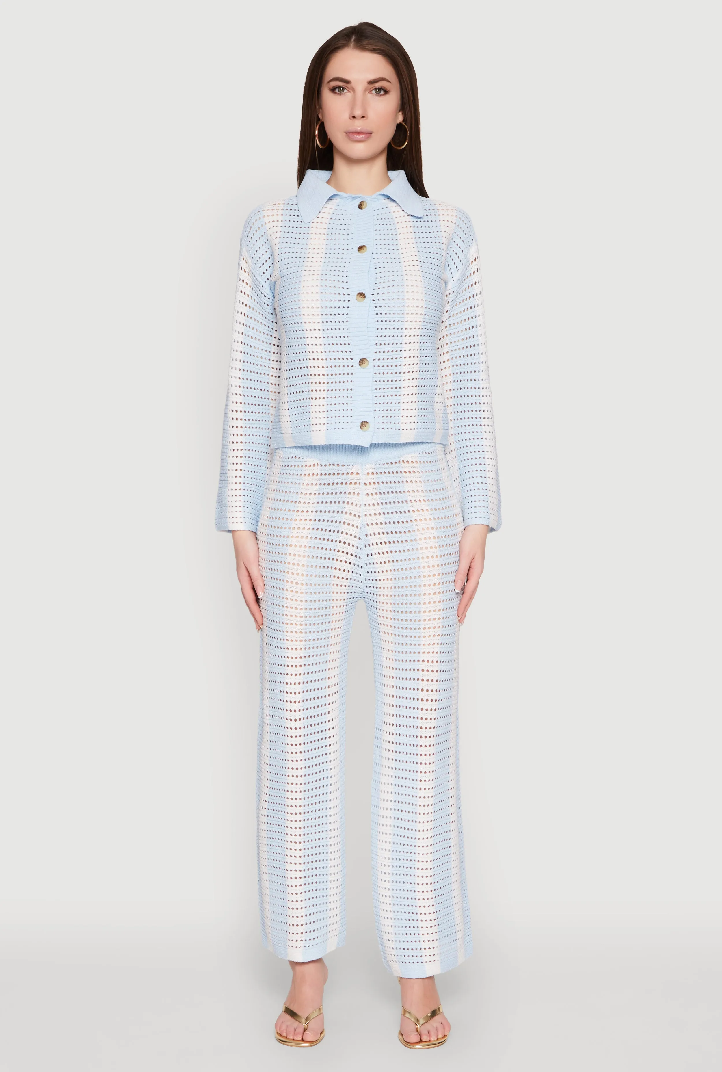 Daisy Striped Pointelle Crochet Shirt sold by Rainbow product image thumbnail 3