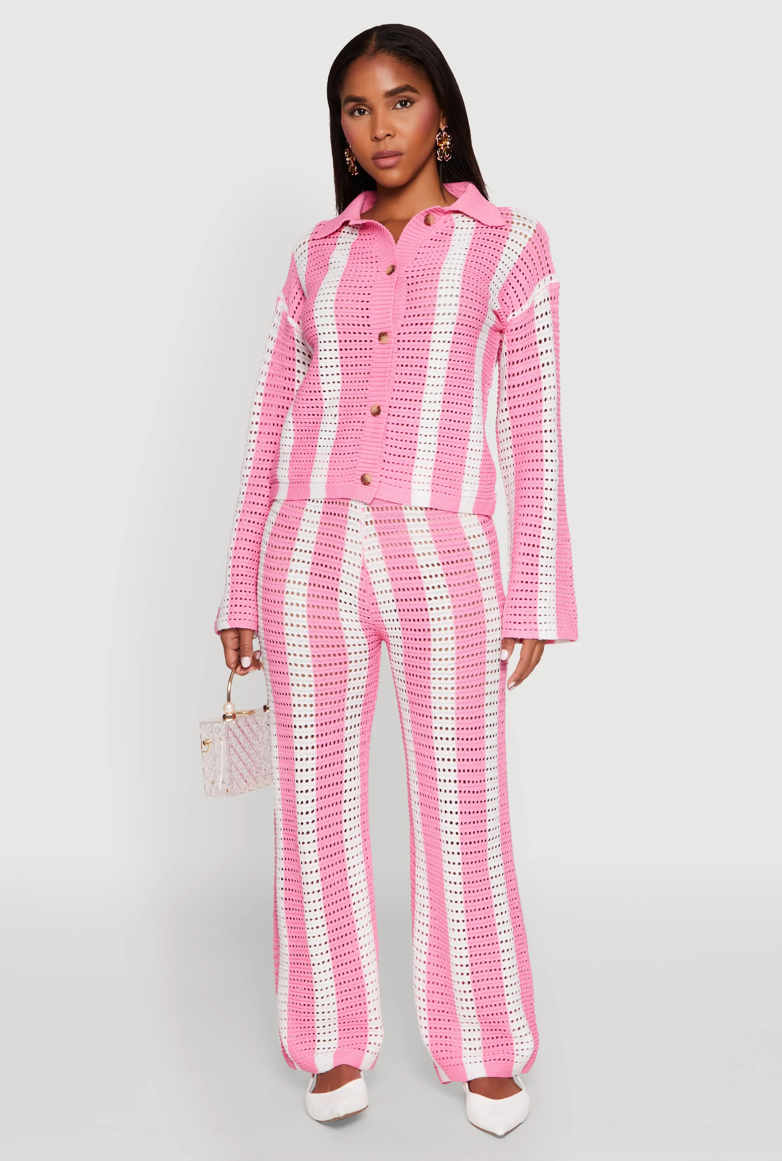 Daisy Striped Pointelle Crochet Pants sold by Rainbow