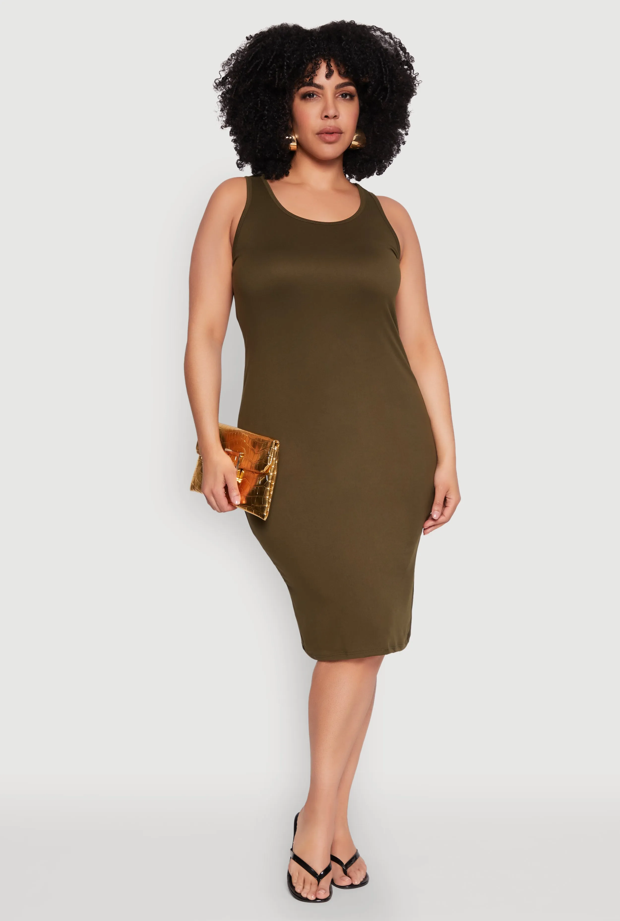 Plus Size Scoop Neck Midi Dress sold by Rainbow